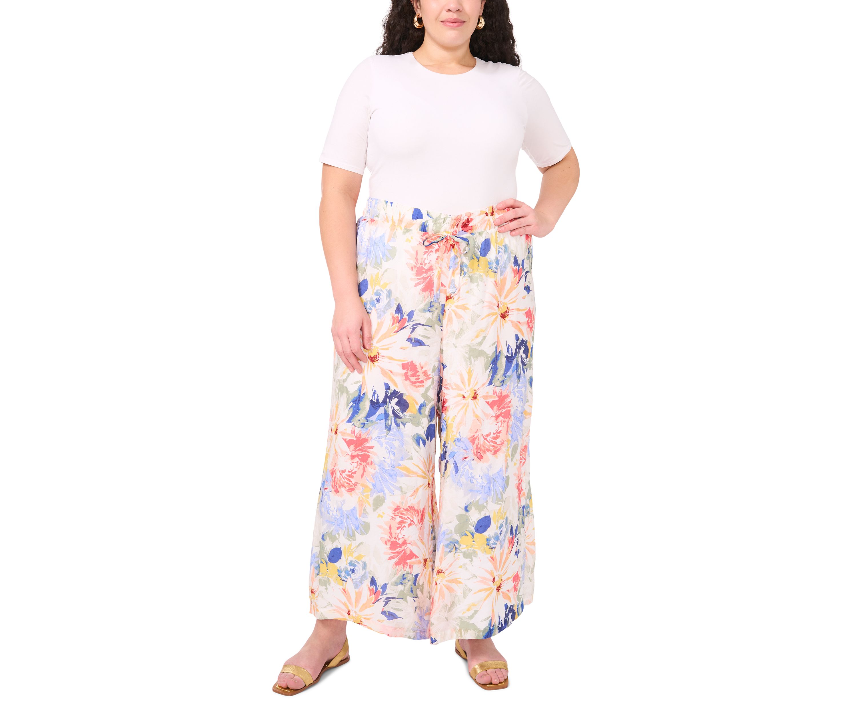 Plus Size Pull On Pants with Angled Hem 