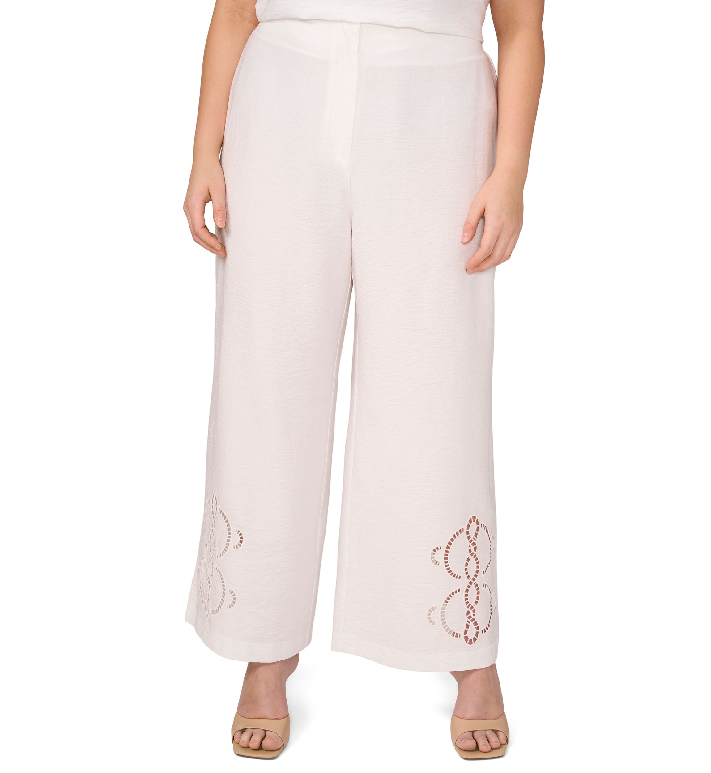 Plus Size Trim Detail Wide Leg Pants