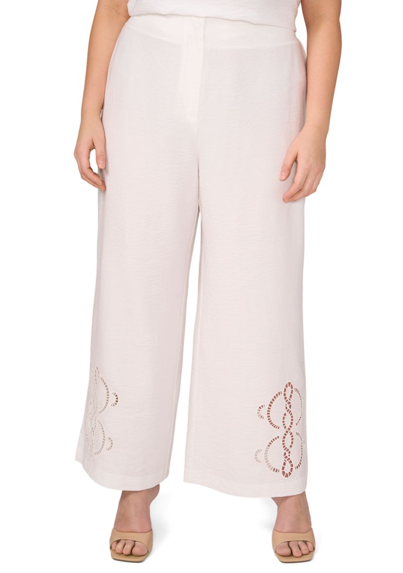 Plus Size Trim Detail Wide Leg Pants