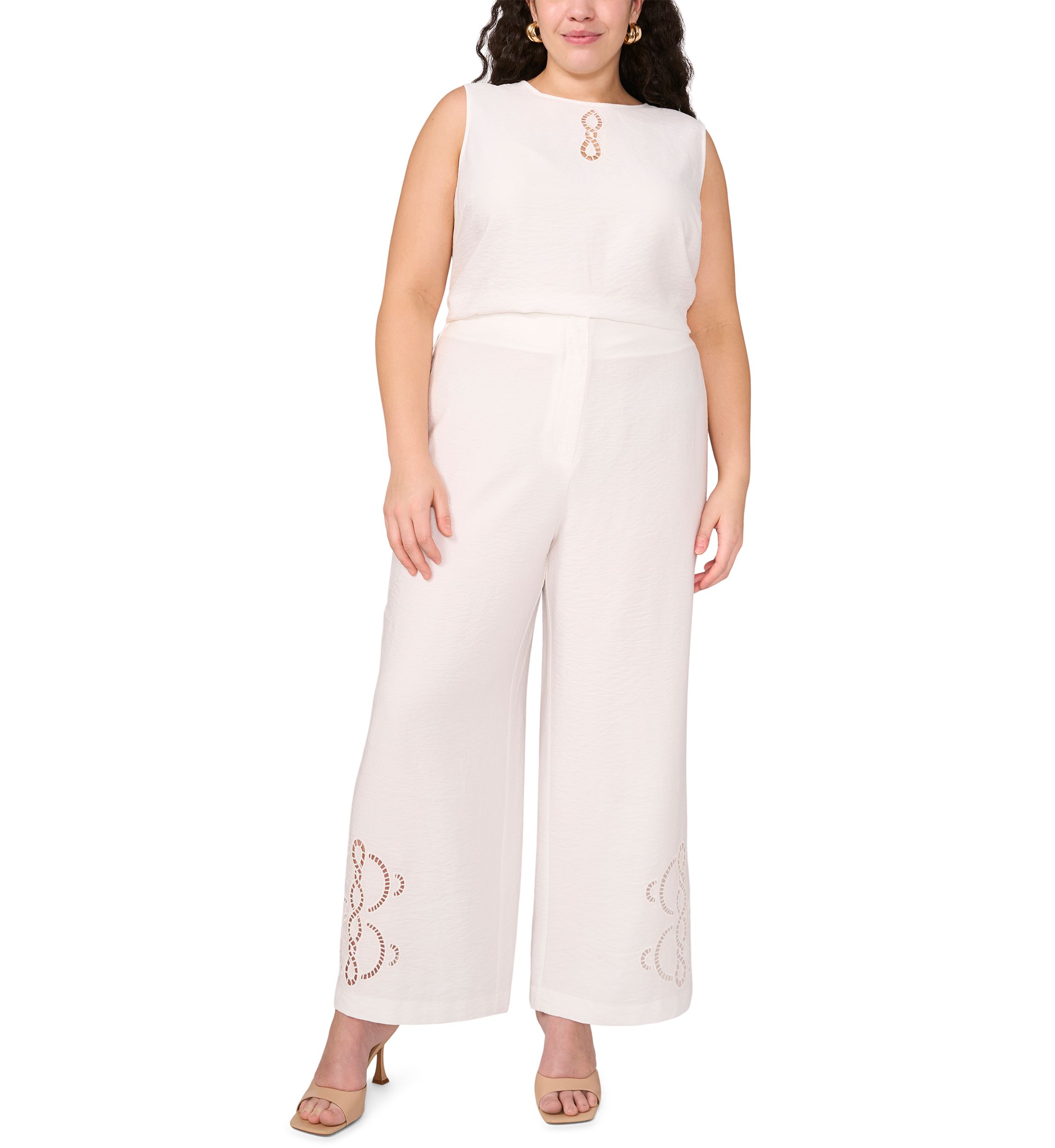 Plus Size Trim Detail Wide Leg Pants