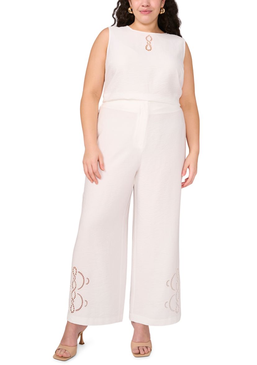 Plus Size Trim Detail Wide Leg Pants