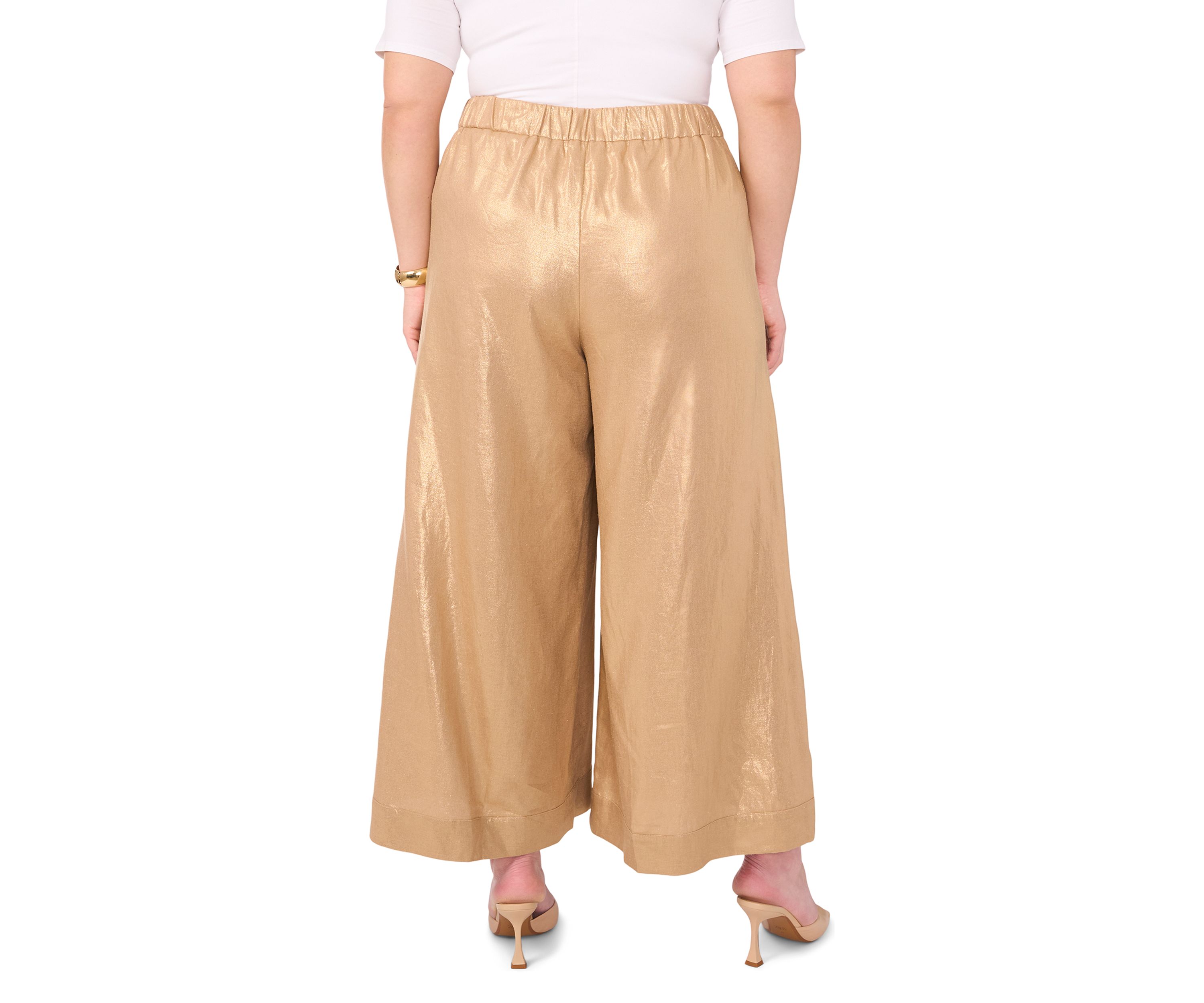 Plus Size Pull On Wide Leg Cropped Pants