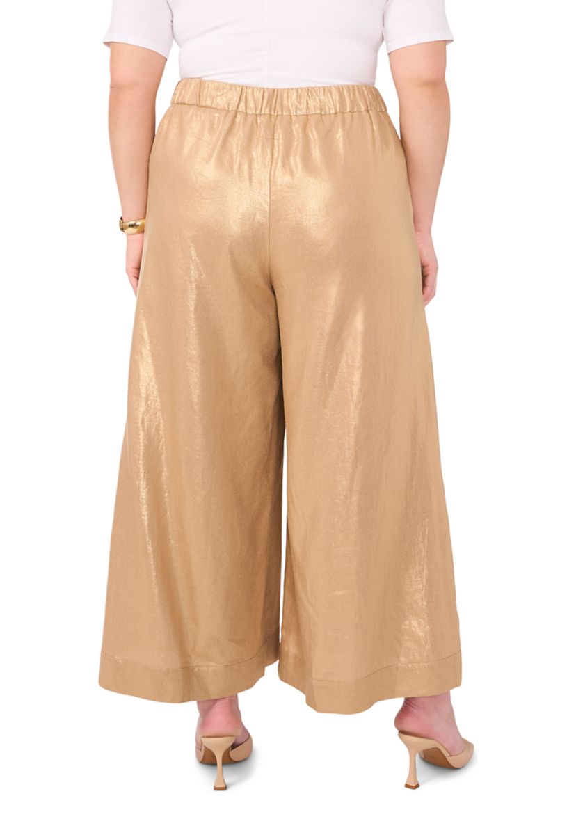 Plus Size Pull On Wide Leg Cropped Pants