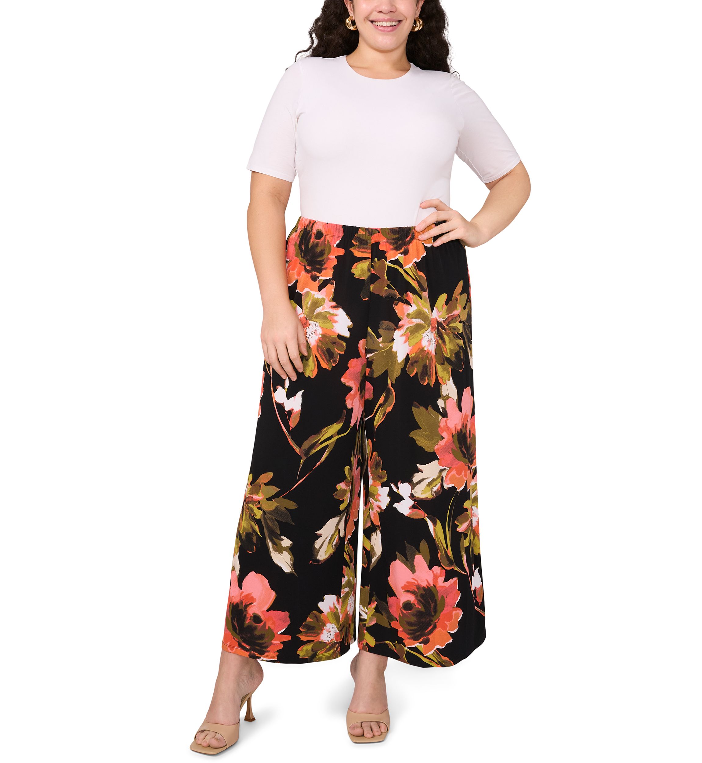 Womens Printed Wide Leg Pants