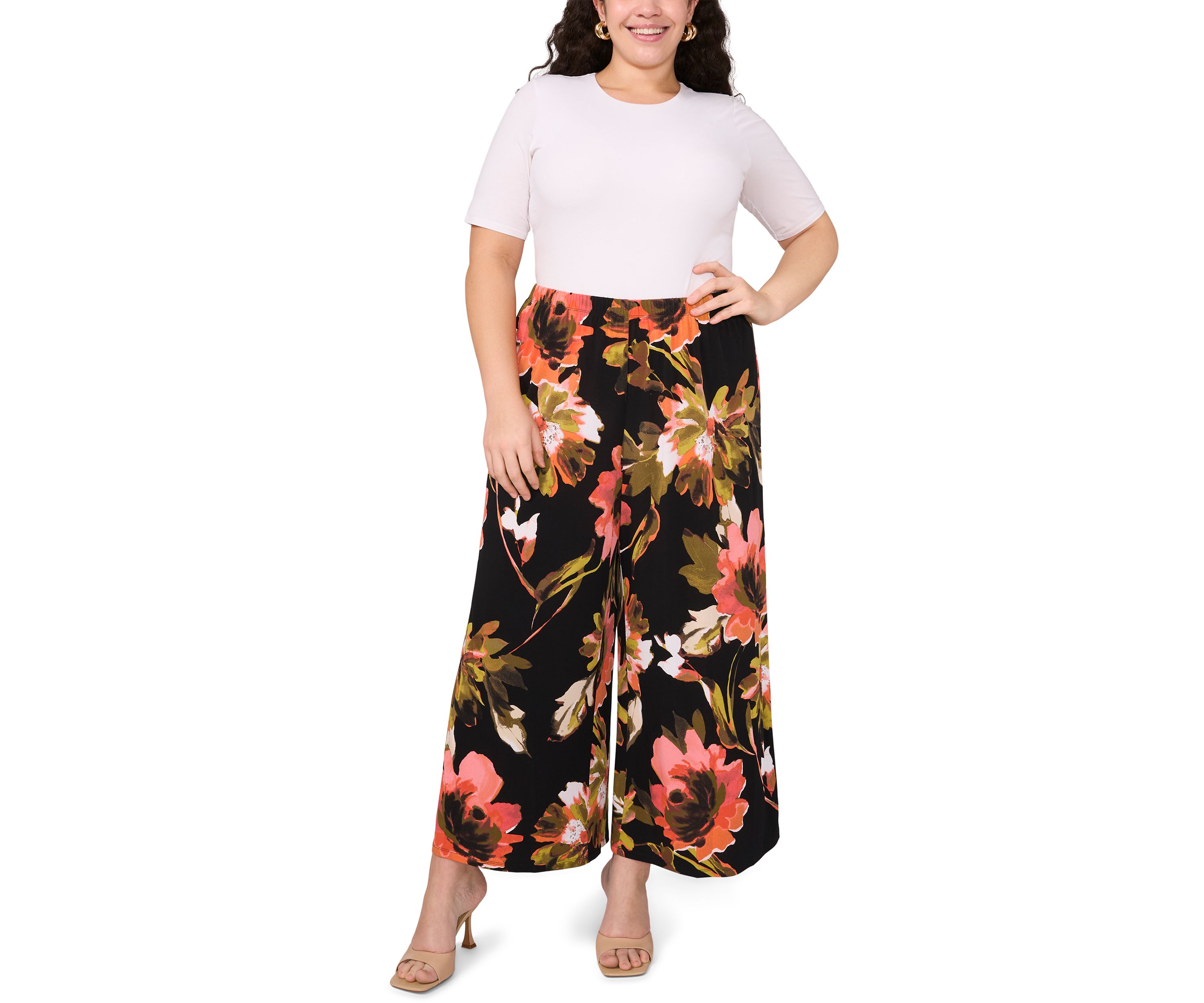 Womens Printed Wide Leg Pants