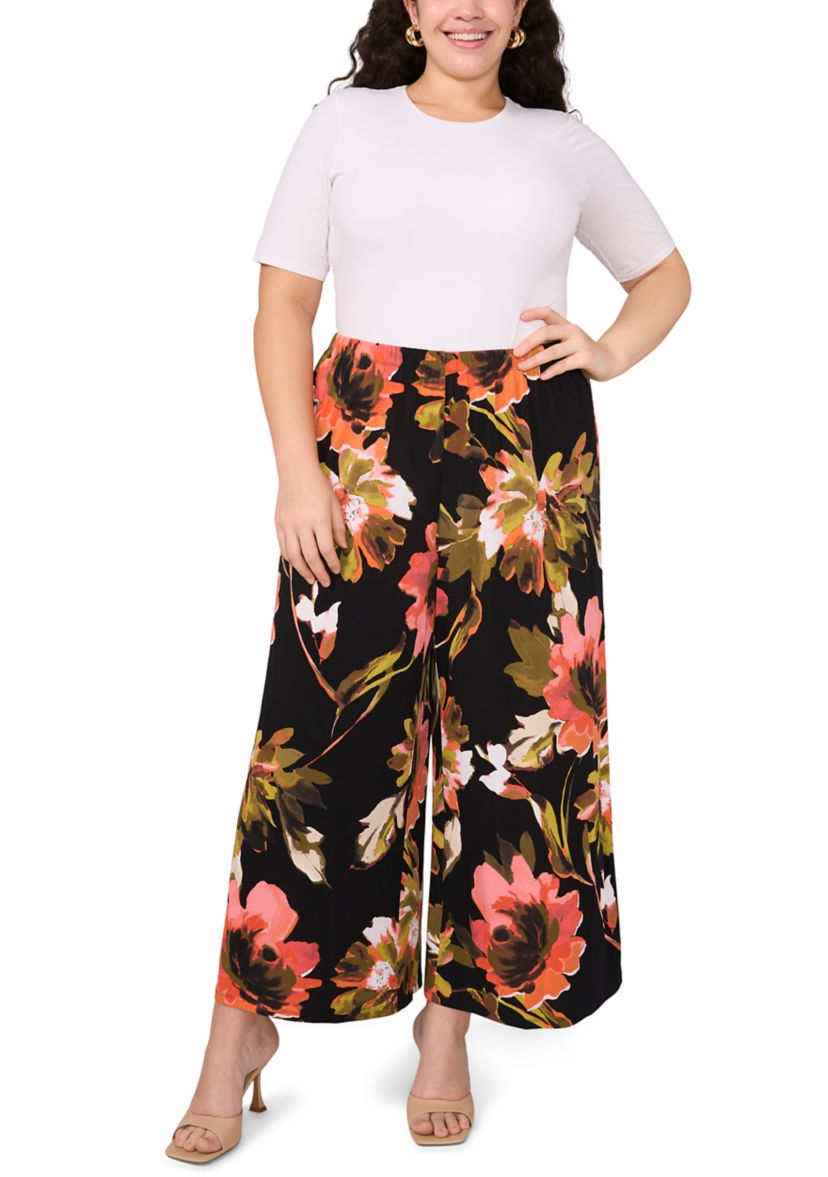 Womens Printed Wide Leg Pants