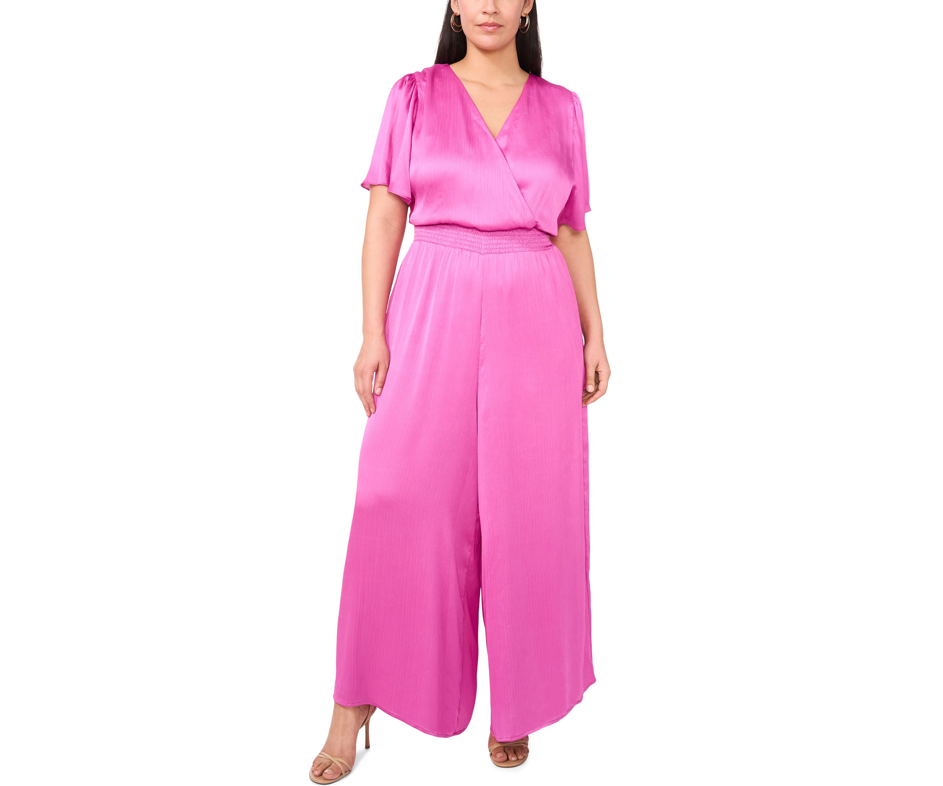 Plus Size V-Neck Surplice Jumpsuit