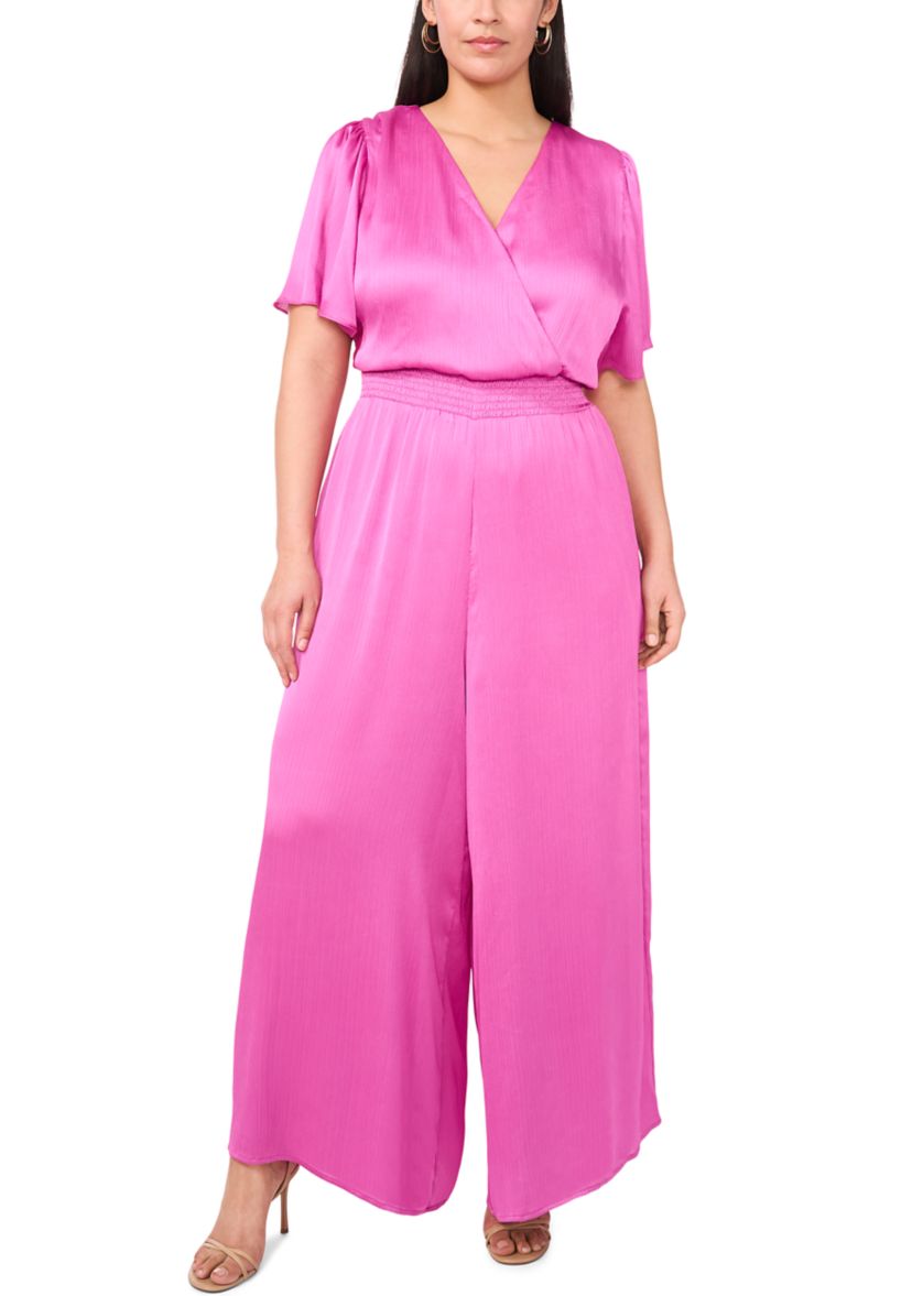 Plus Size V-Neck Surplice Jumpsuit