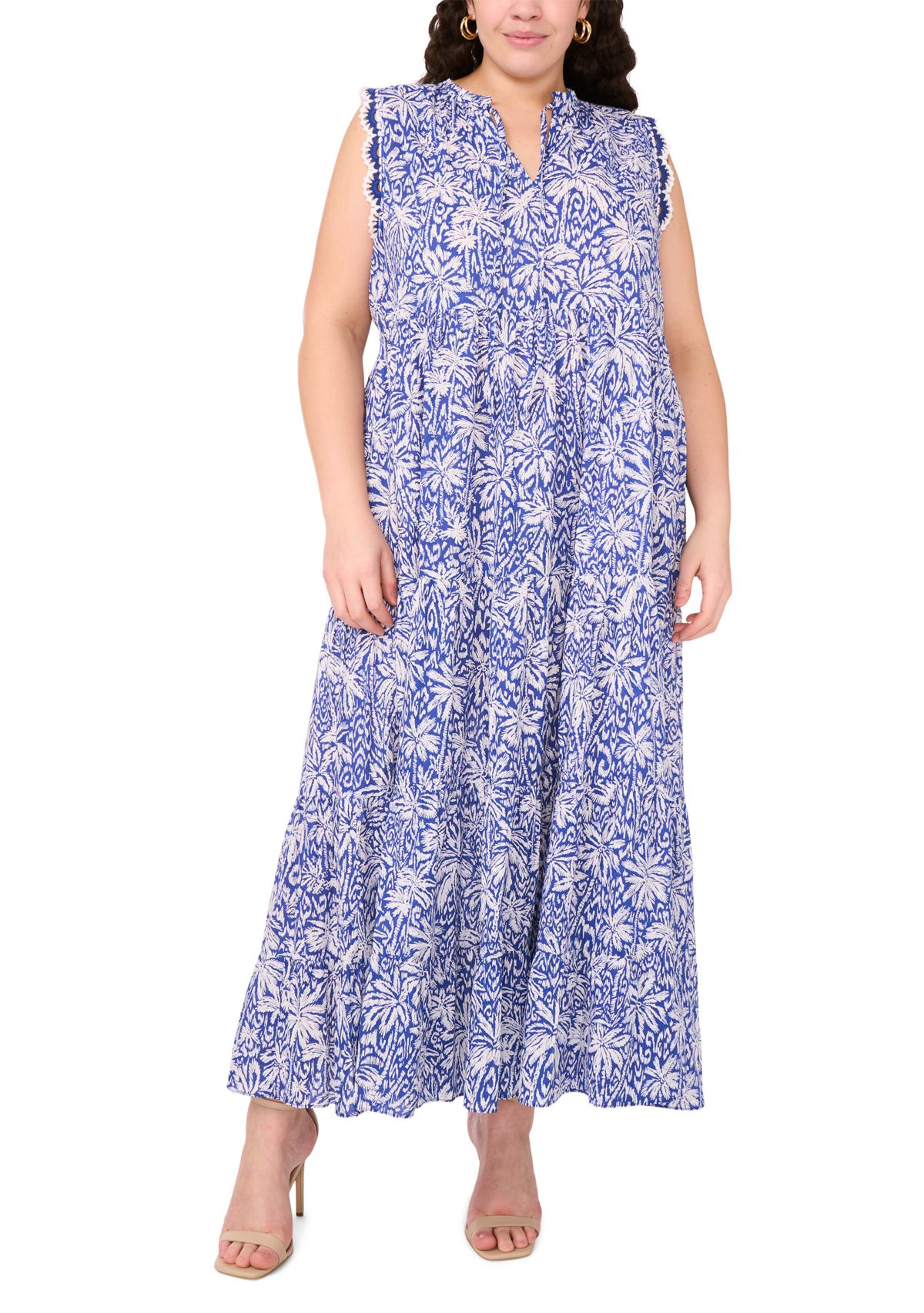 Plus Size Sleeveless Tiered V-Neck Maxi Dress