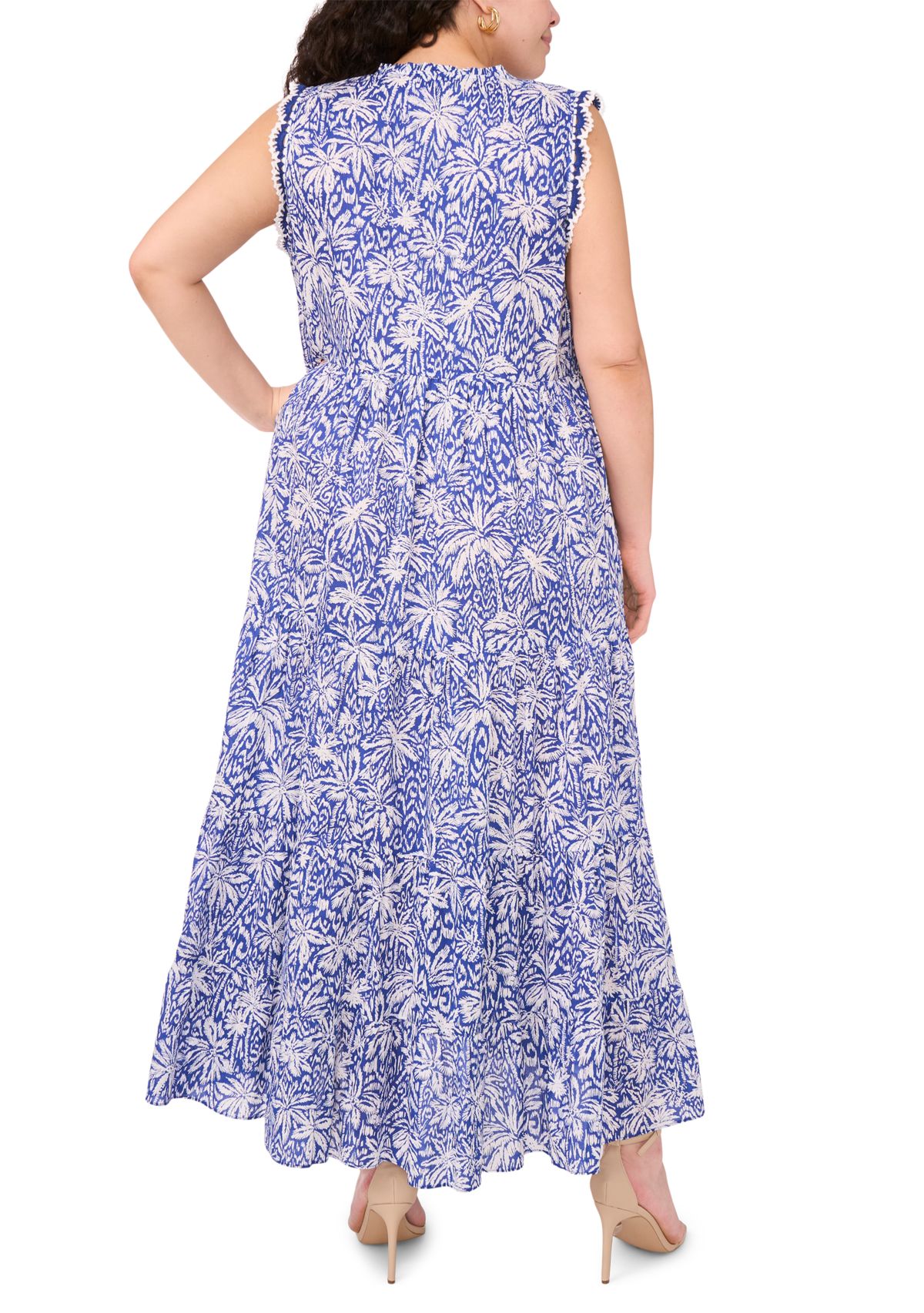 Plus Size Sleeveless Tiered V-Neck Maxi Dress