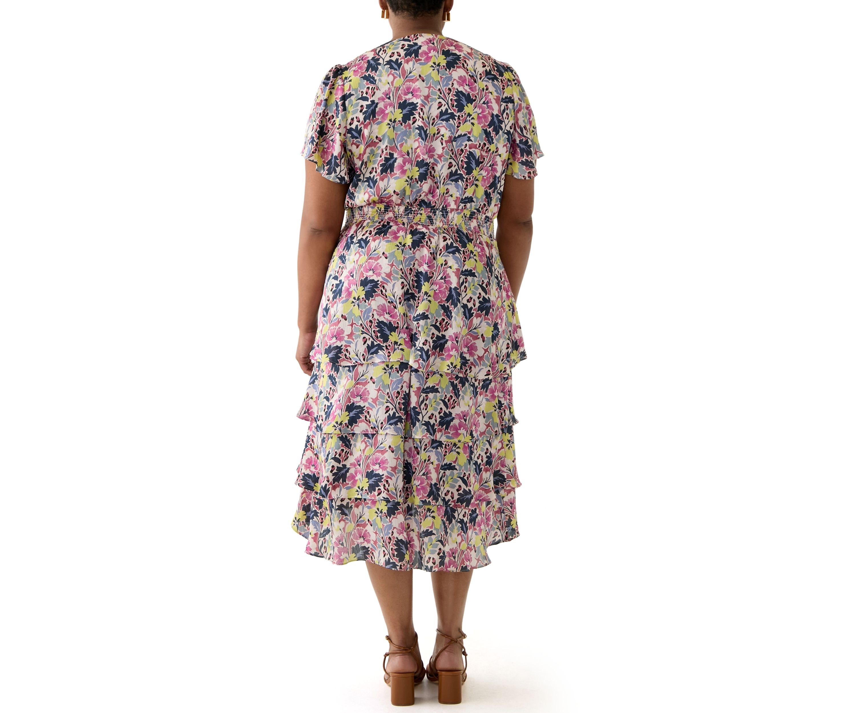 Plus Size Four Tiered Printed Dress
