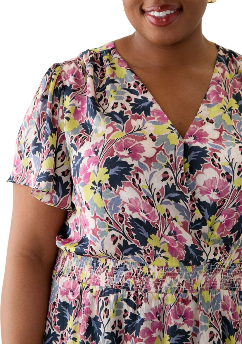 Plus Size Four Tiered Printed Dress