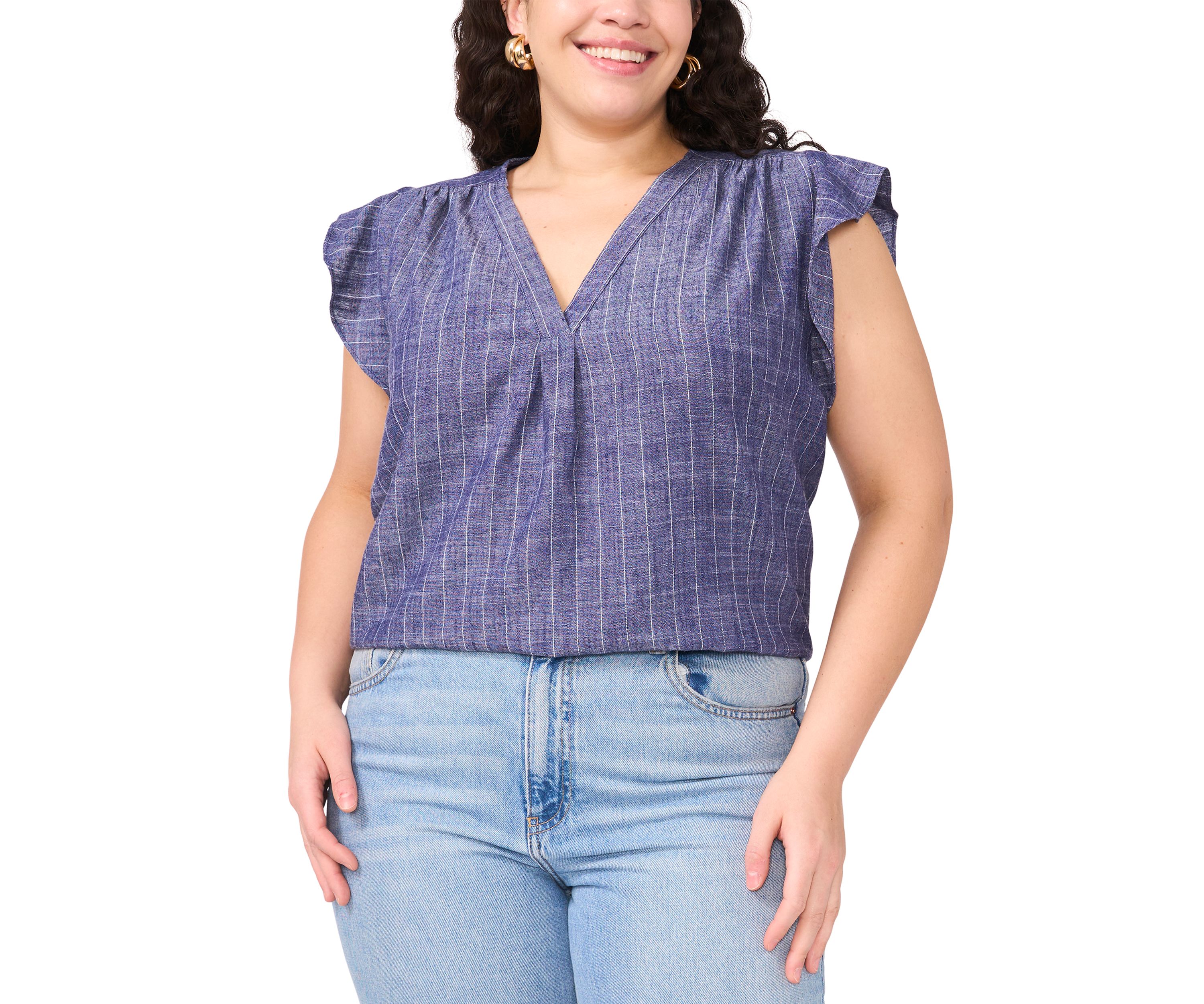 Plus Size Ruffle V-Neck Blouse
