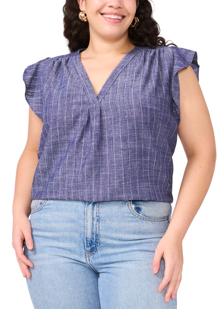 Plus Size Ruffle V-Neck Blouse