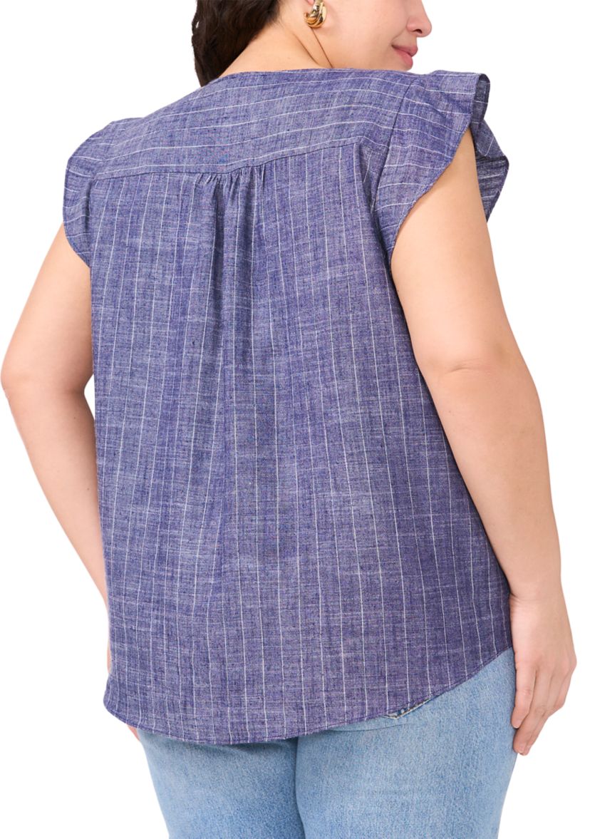 Plus Size Ruffle V-Neck Blouse