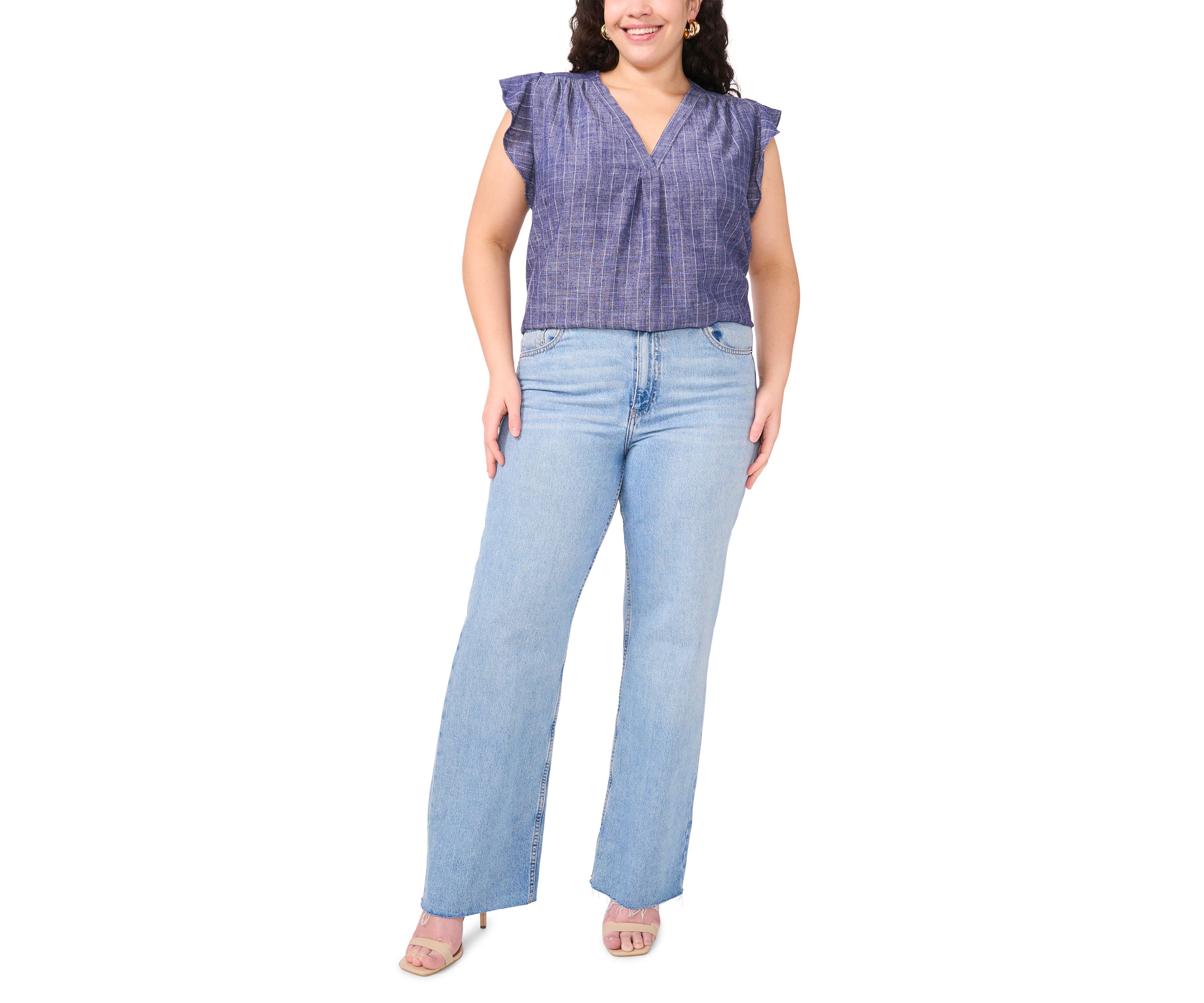 Plus Size Ruffle V-Neck Blouse