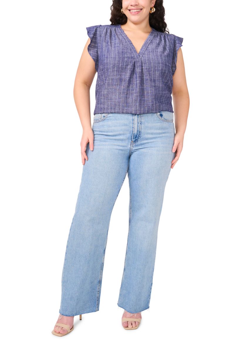 Plus Size Ruffle V-Neck Blouse