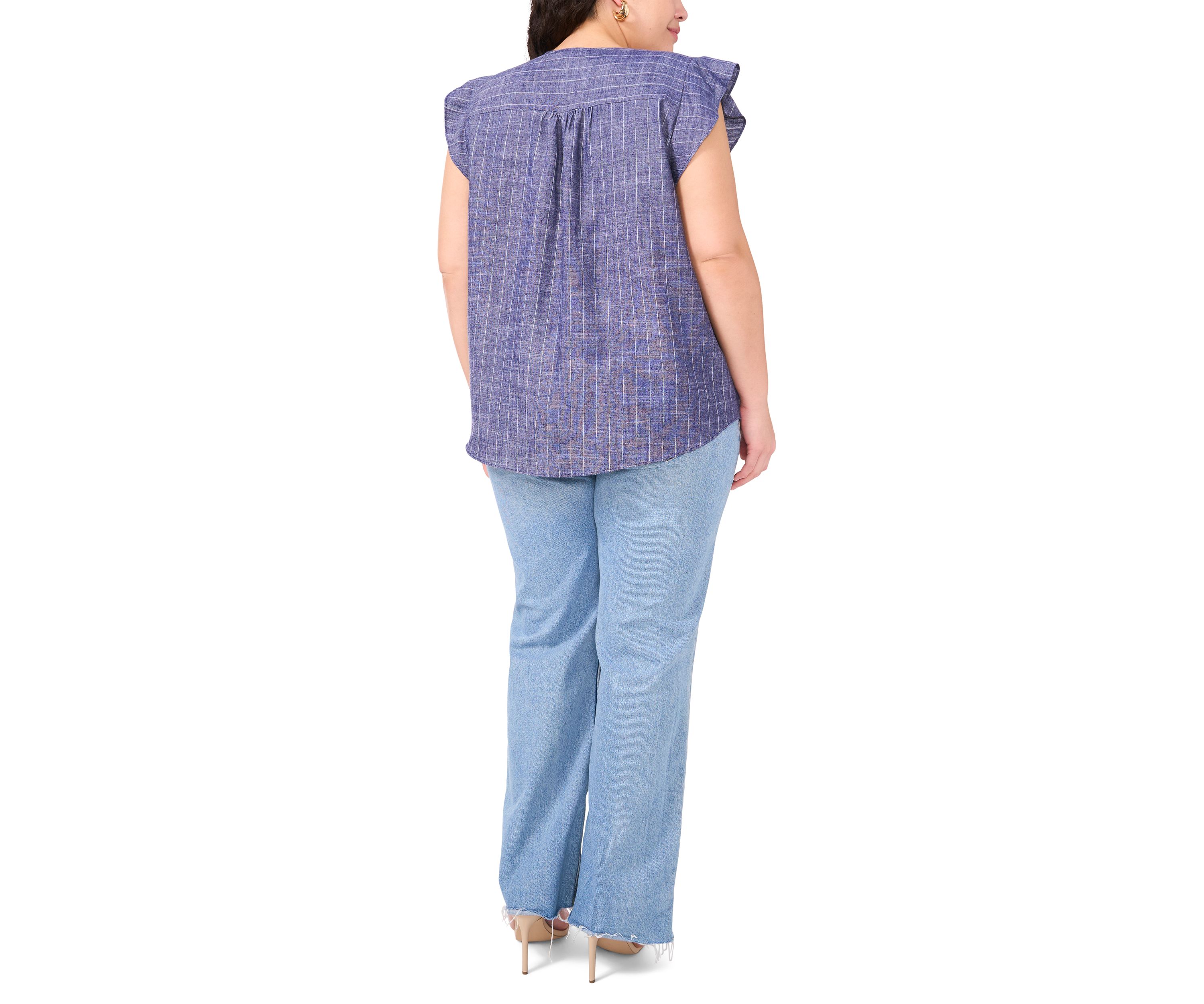 Plus Size Ruffle V-Neck Blouse