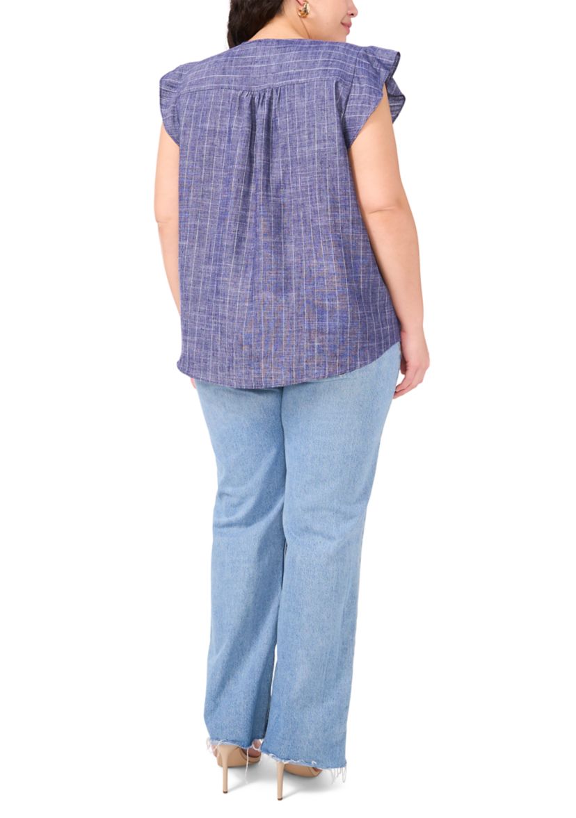 Plus Size Ruffle V-Neck Blouse