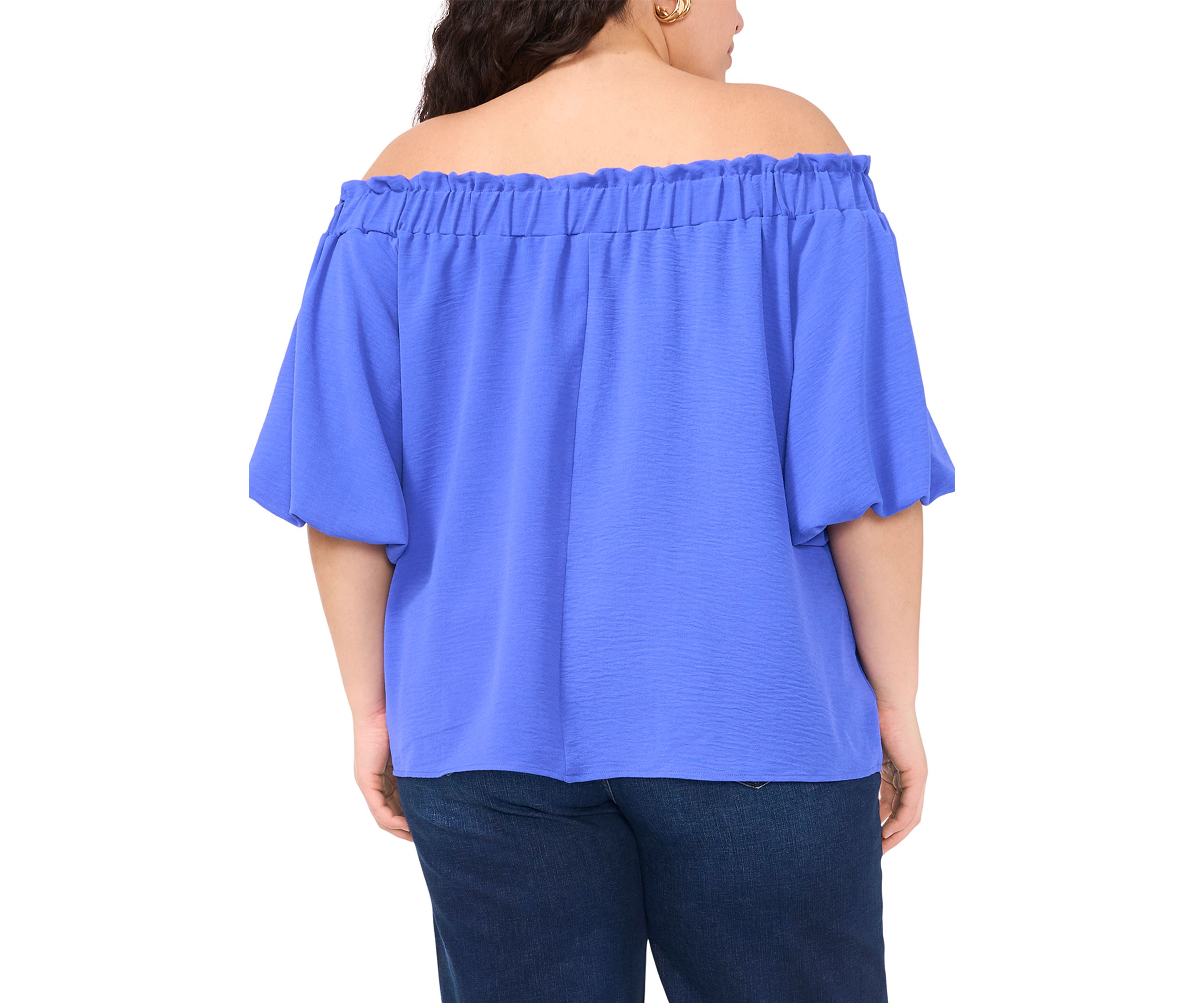 Plus Size Blouson Sleeve Off the Shoulder Top
