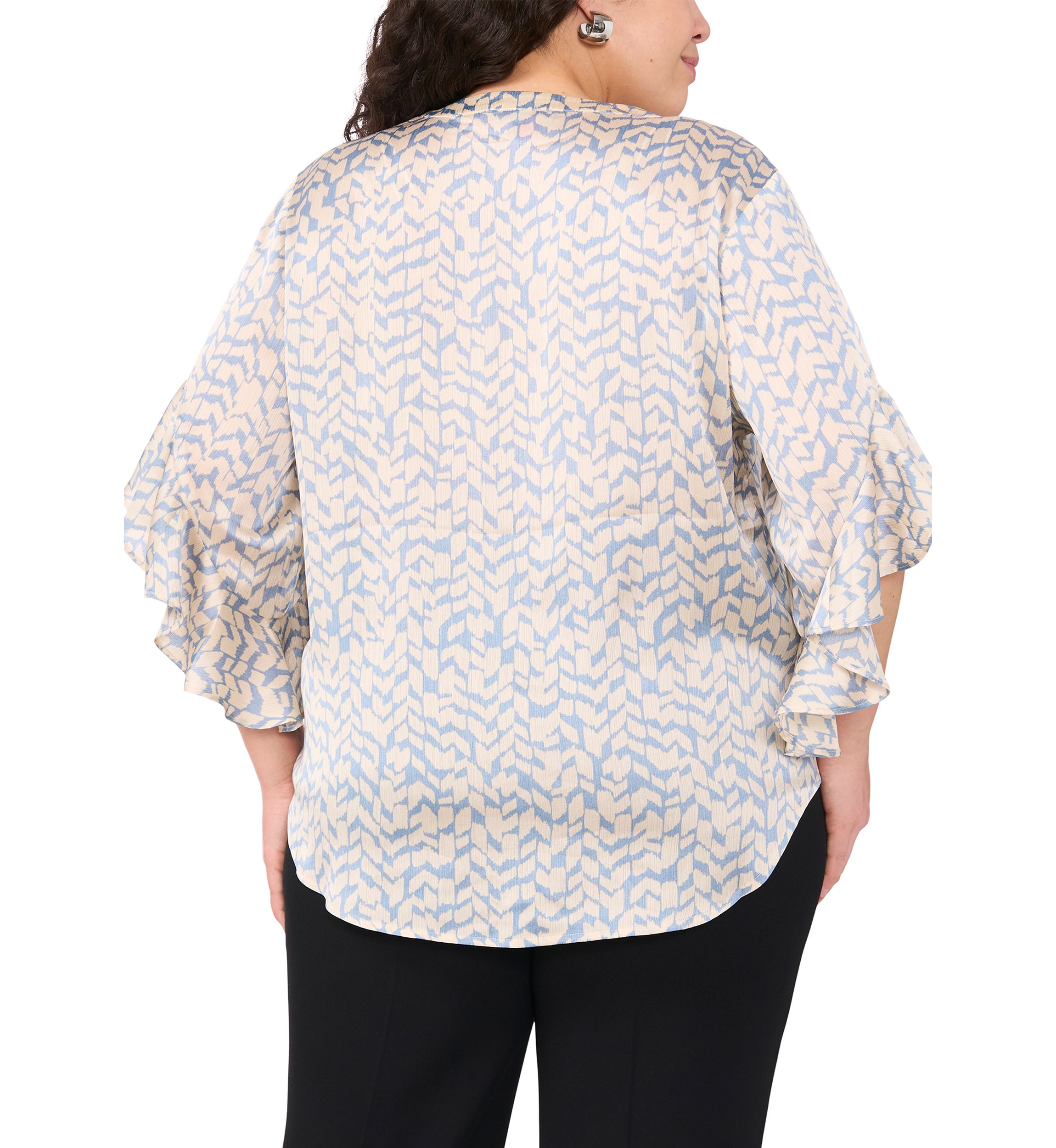 Plus Size 3/4 Flutter Sleeve Blouse