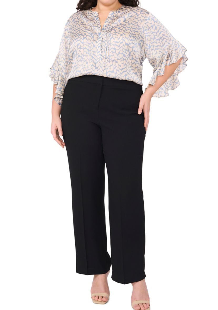 Plus Size 3/4 Flutter Sleeve Blouse