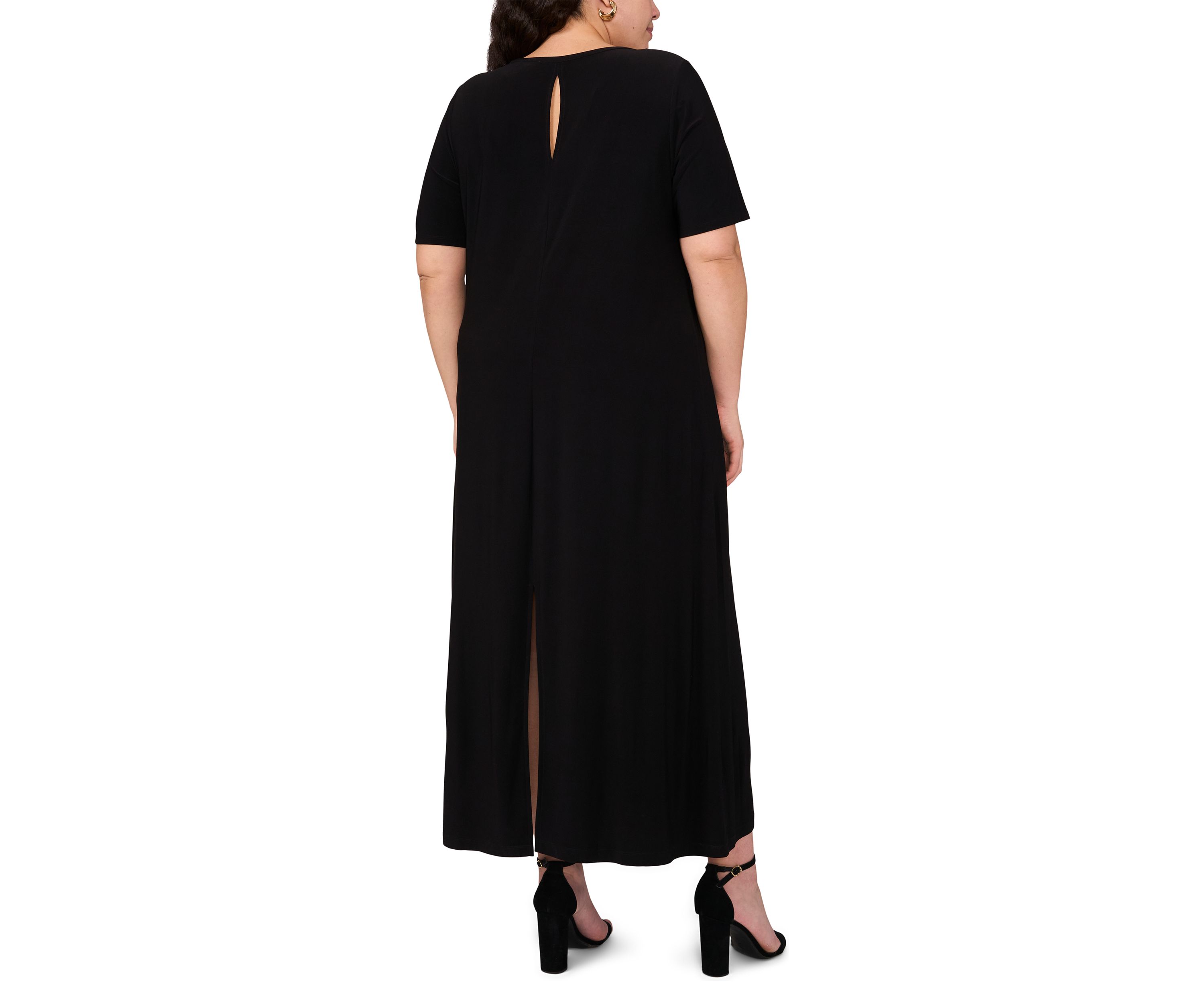Plus Size Short Sleeve Crew Neck Maxi Dress