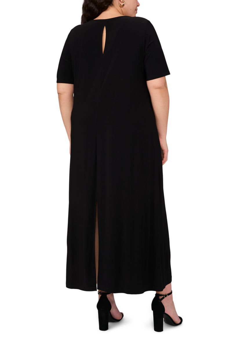 Plus Size Short Sleeve Crew Neck Maxi Dress