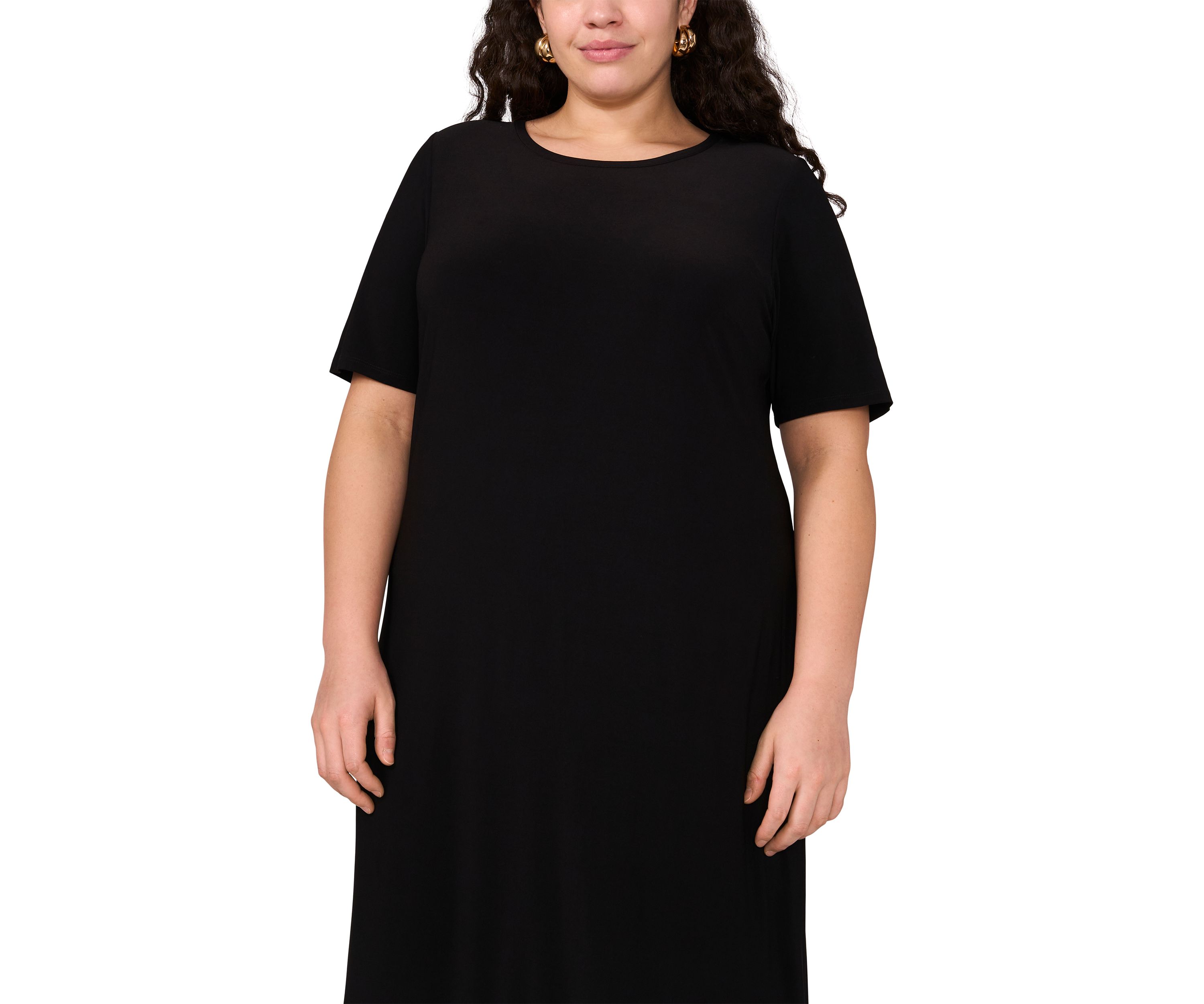 Plus Size Short Sleeve Crew Neck Maxi Dress