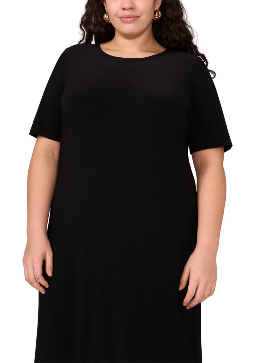 Plus Size Short Sleeve Crew Neck Maxi Dress