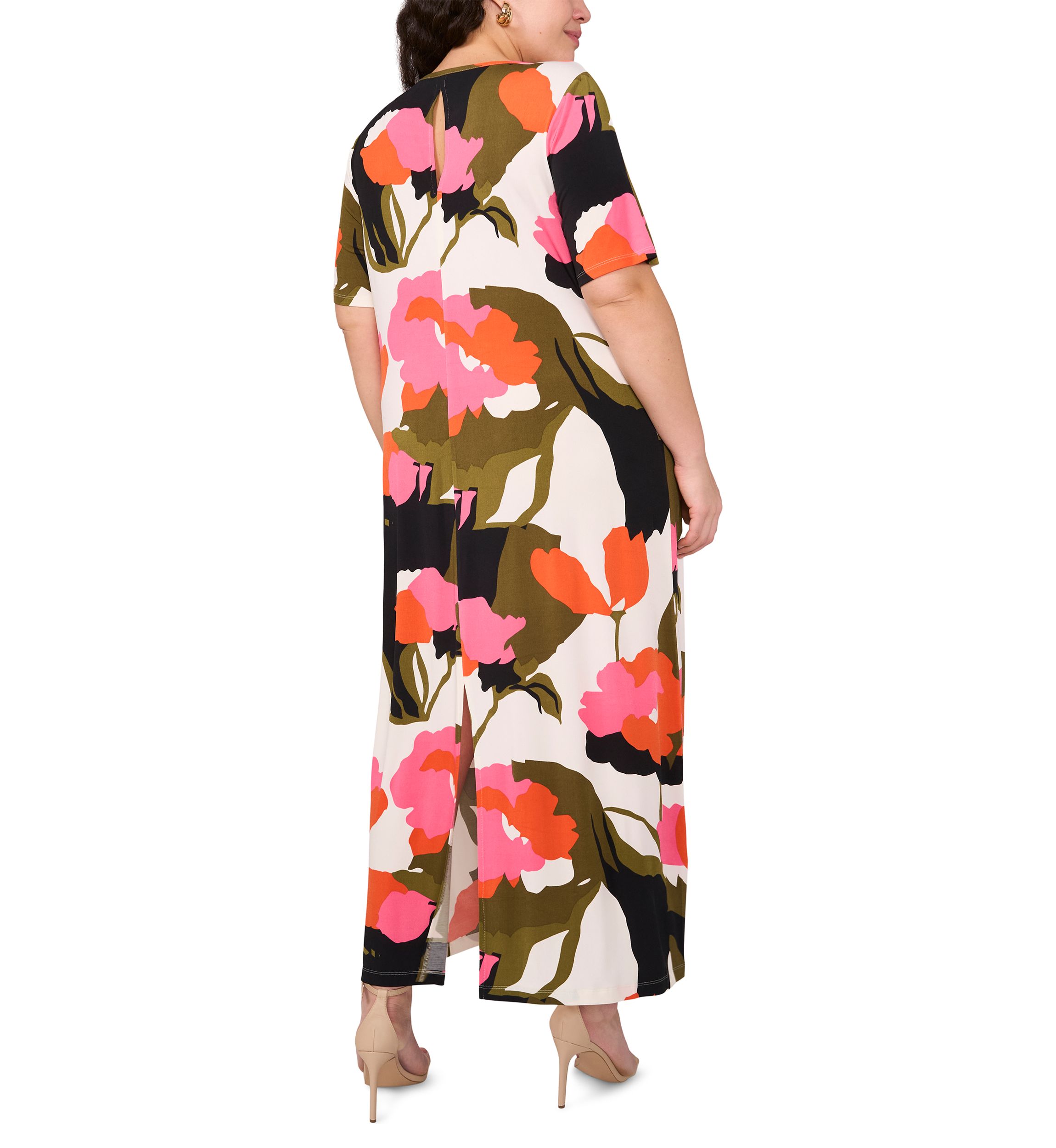 Plus Size Short Sleeve Crew Maxi Dress 