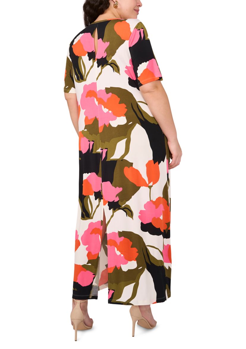 Plus Size Short Sleeve Crew Maxi Dress 