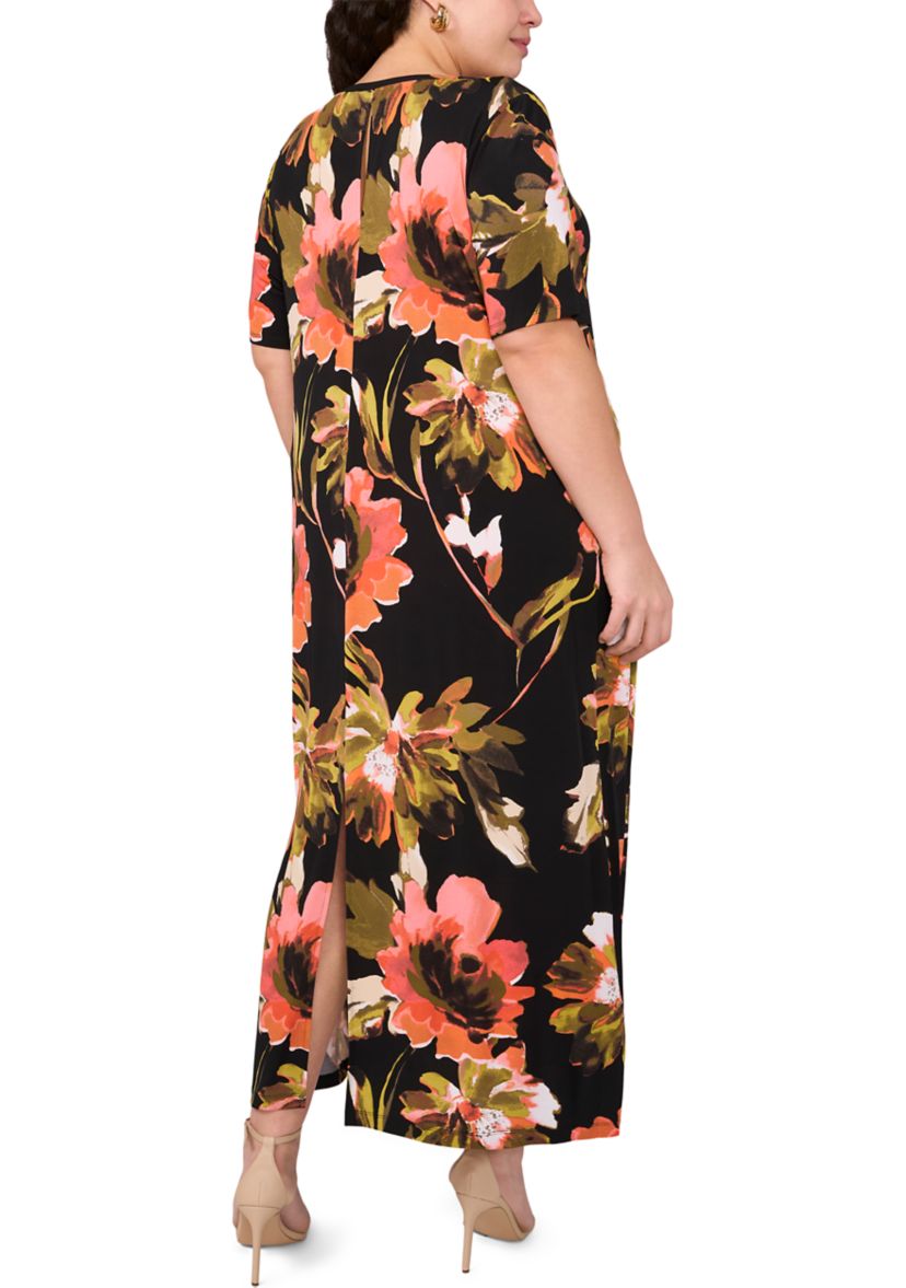 Plus Size Short Sleeve Crew Maxi Dress 