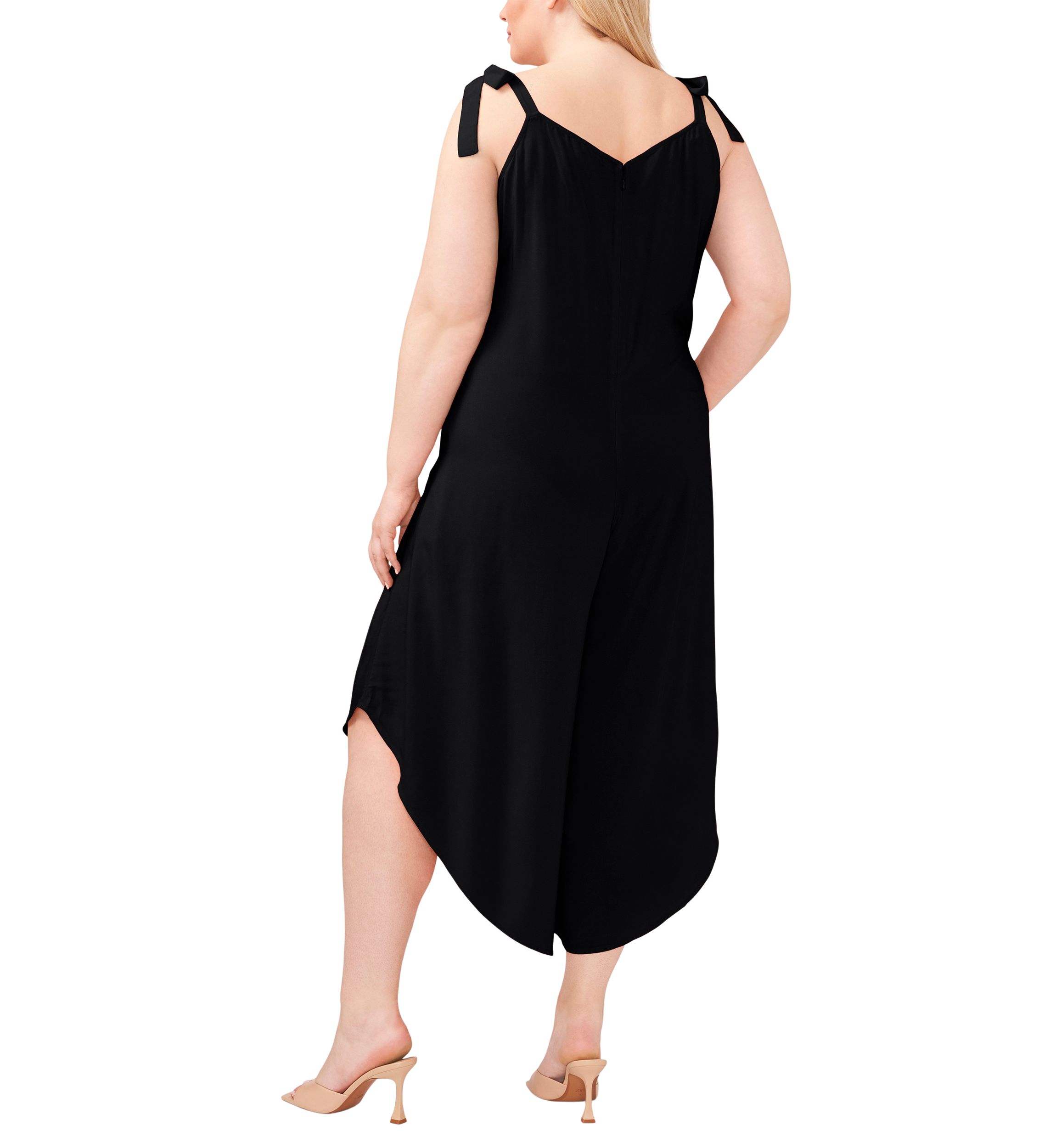 Plus Size Tie Shoulder Jumpsuit with Pockets