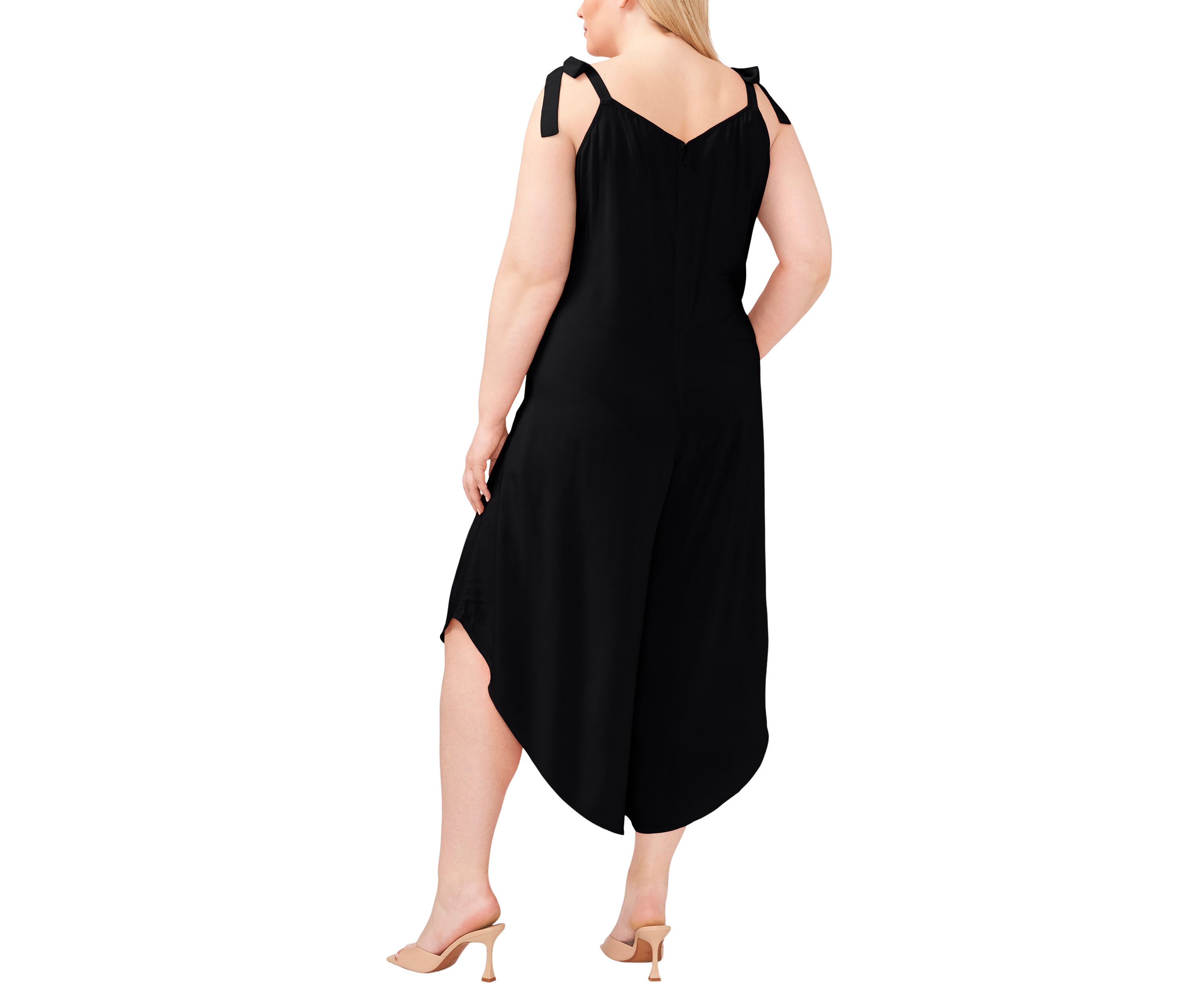 Plus Size Tie Shoulder Jumpsuit with Pockets