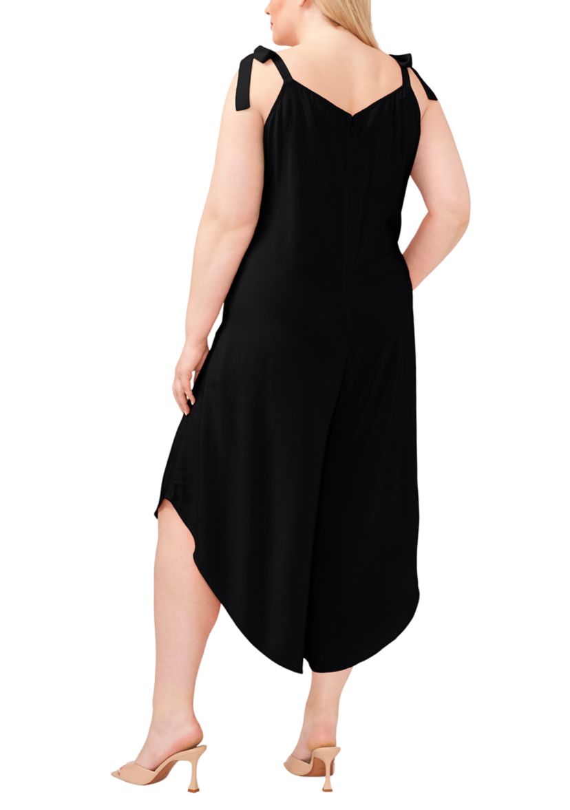 Plus Size Tie Shoulder Jumpsuit with Pockets