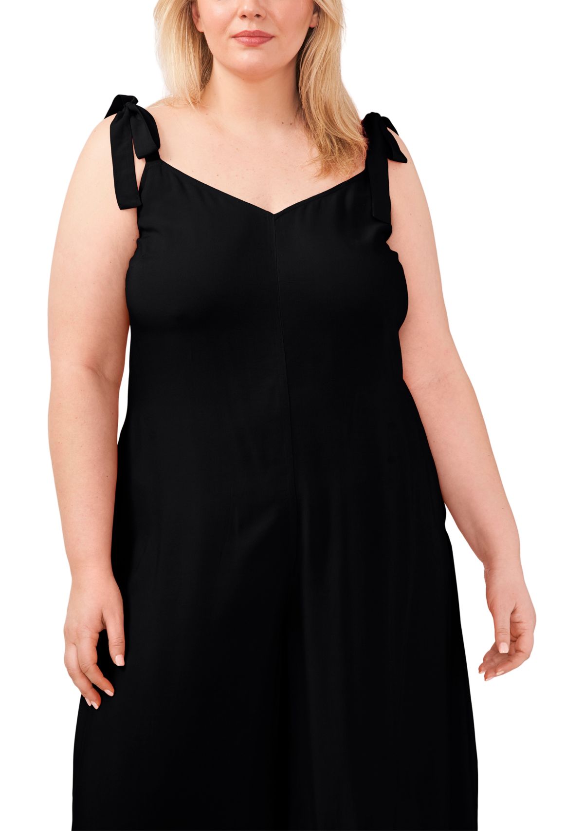 Plus Size Tie Shoulder Jumpsuit with Pockets