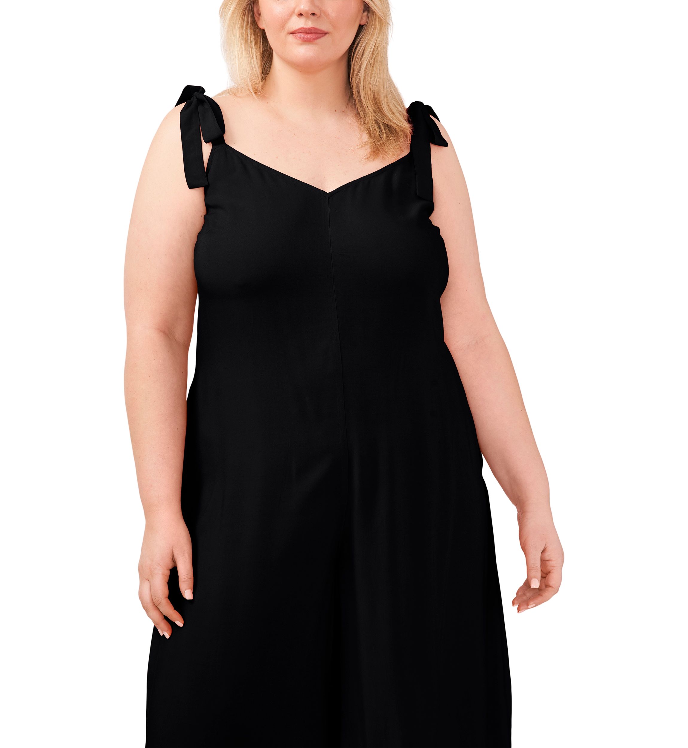 Plus Size Tie Shoulder Jumpsuit with Pockets