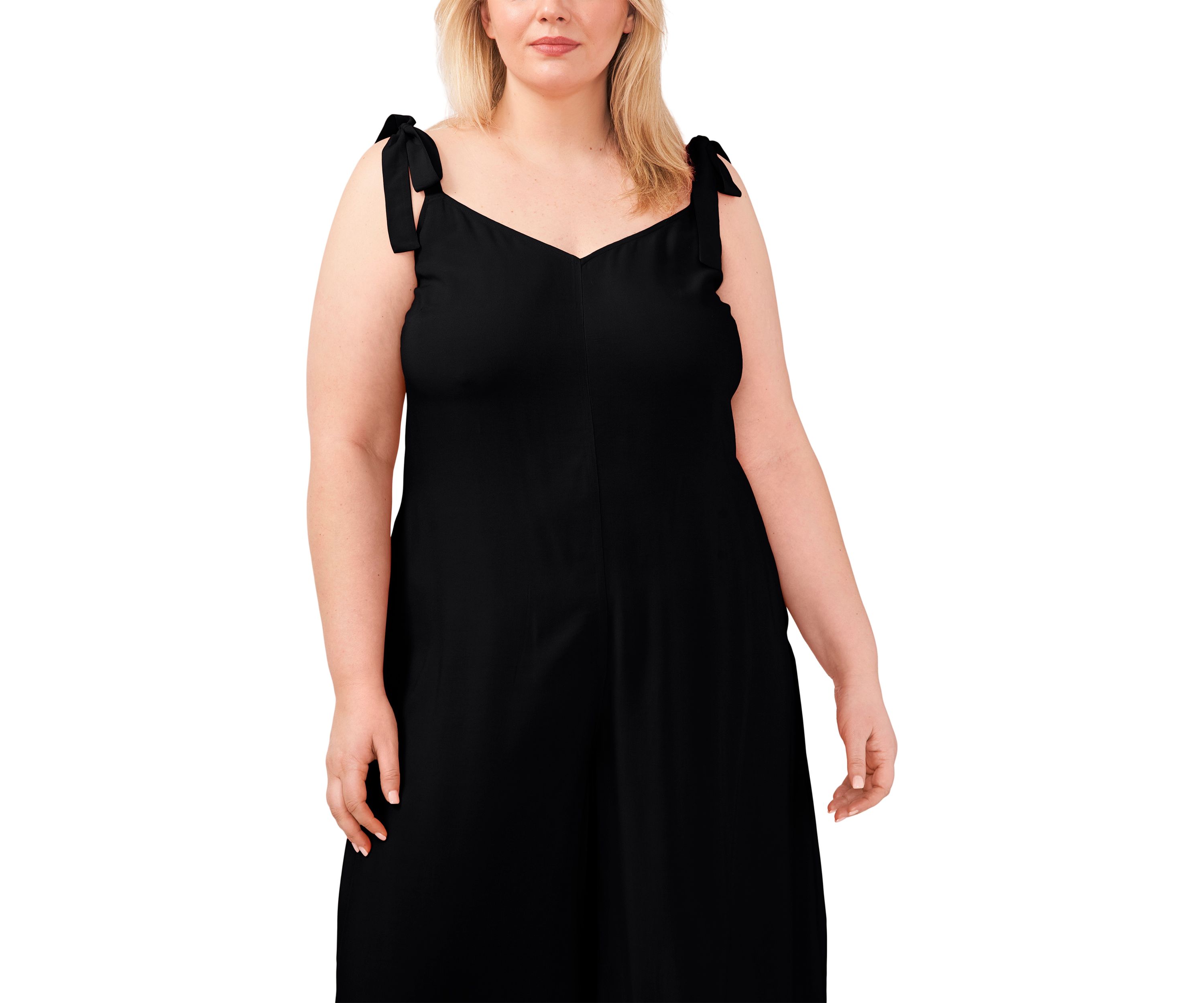 Plus Size Tie Shoulder Jumpsuit with Pockets