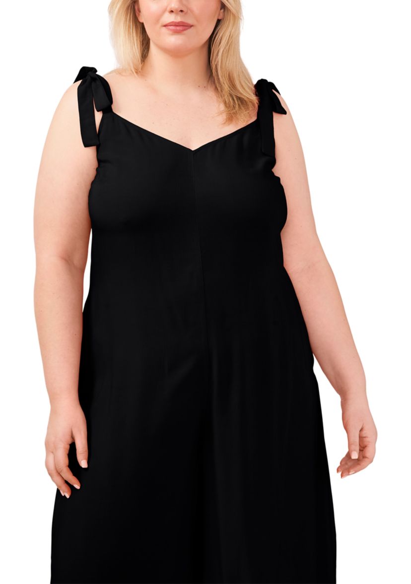 Plus Size Tie Shoulder Jumpsuit with Pockets