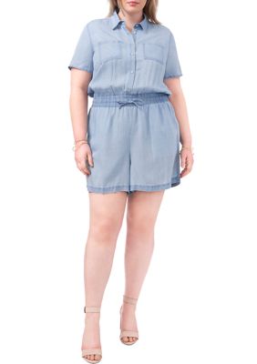 Plus Button Down Romper