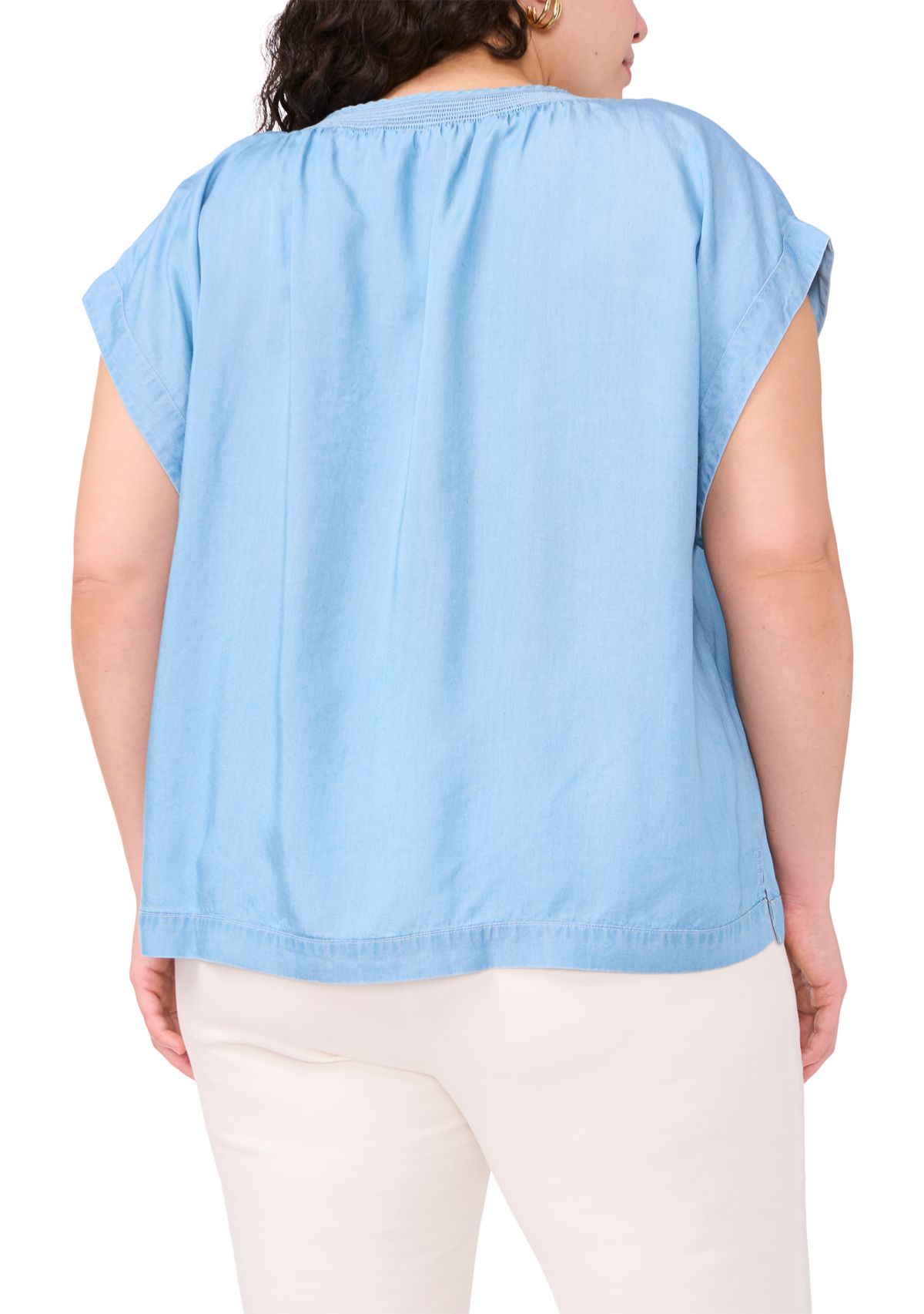 Plus Size Short Sleeve Peasant Blouse 