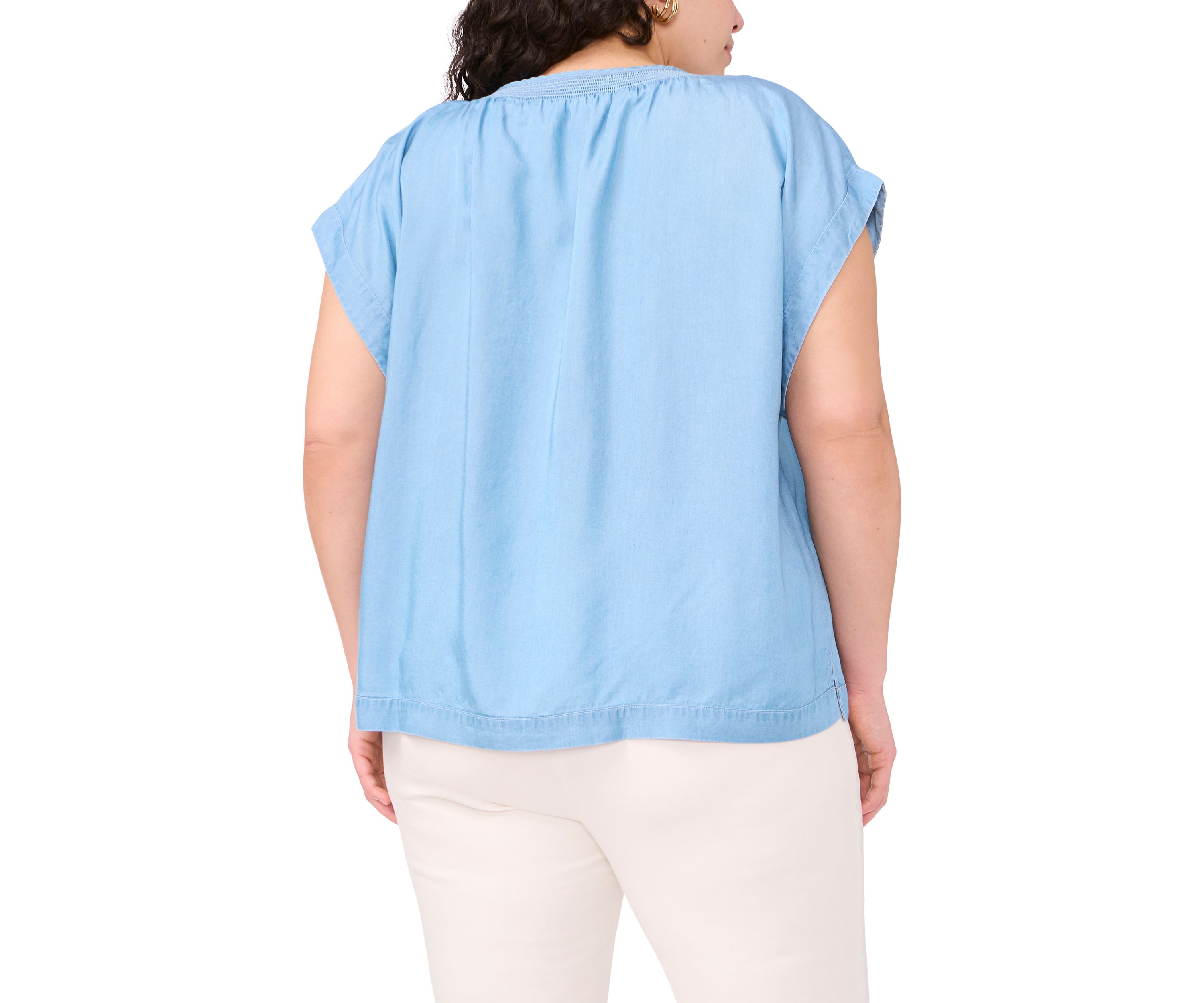 Plus Size Short Sleeve Peasant Blouse 