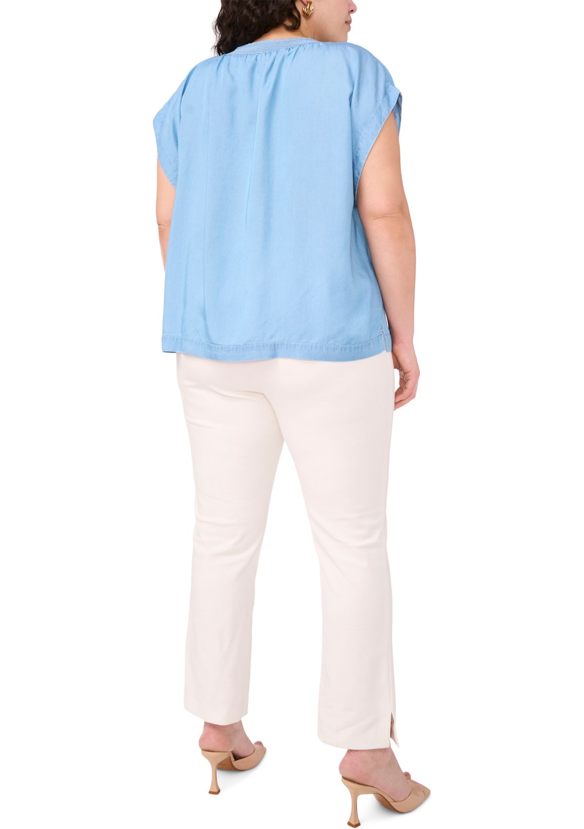 Plus Size Short Sleeve Peasant Blouse 