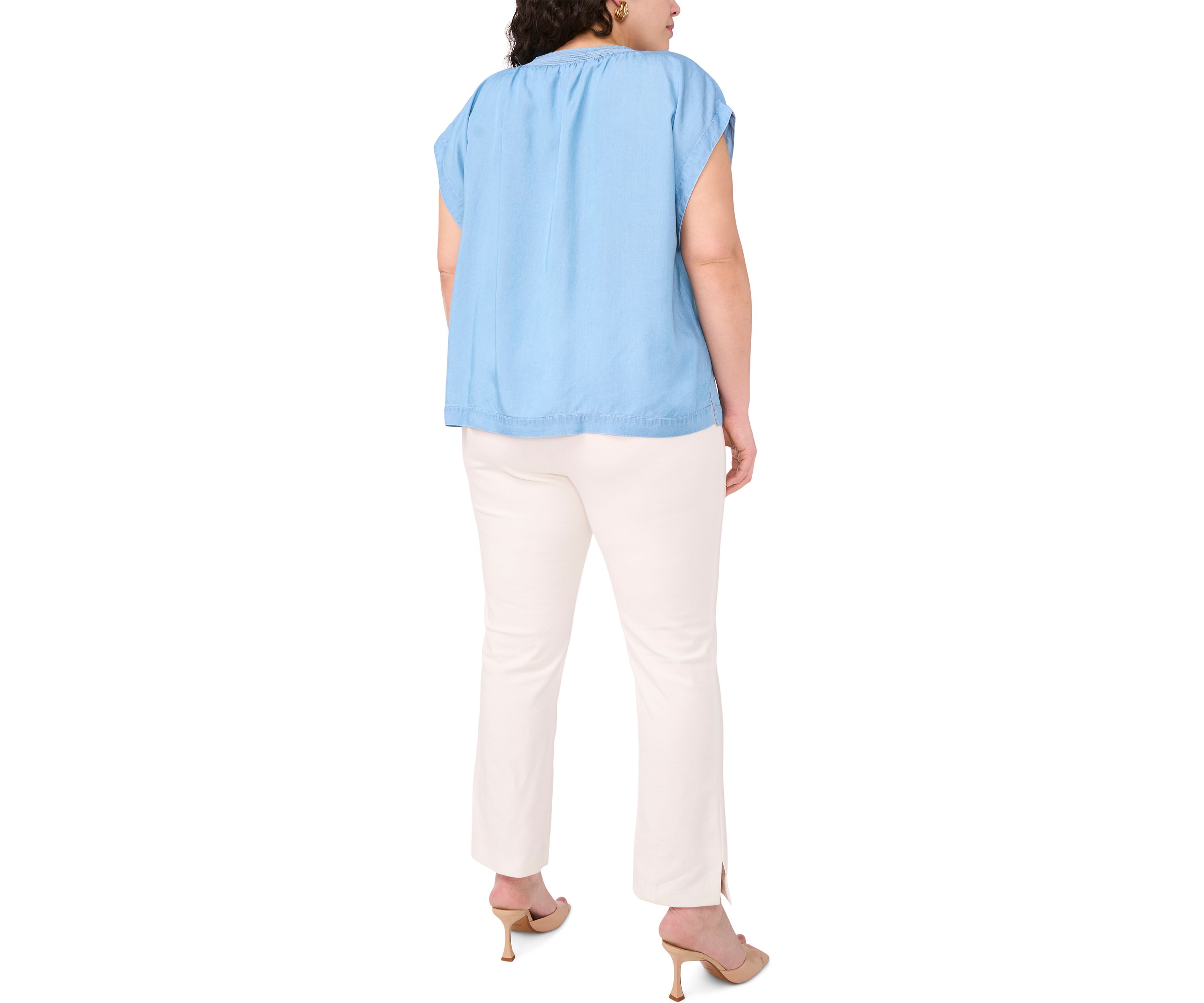 Plus Size Short Sleeve Peasant Blouse 