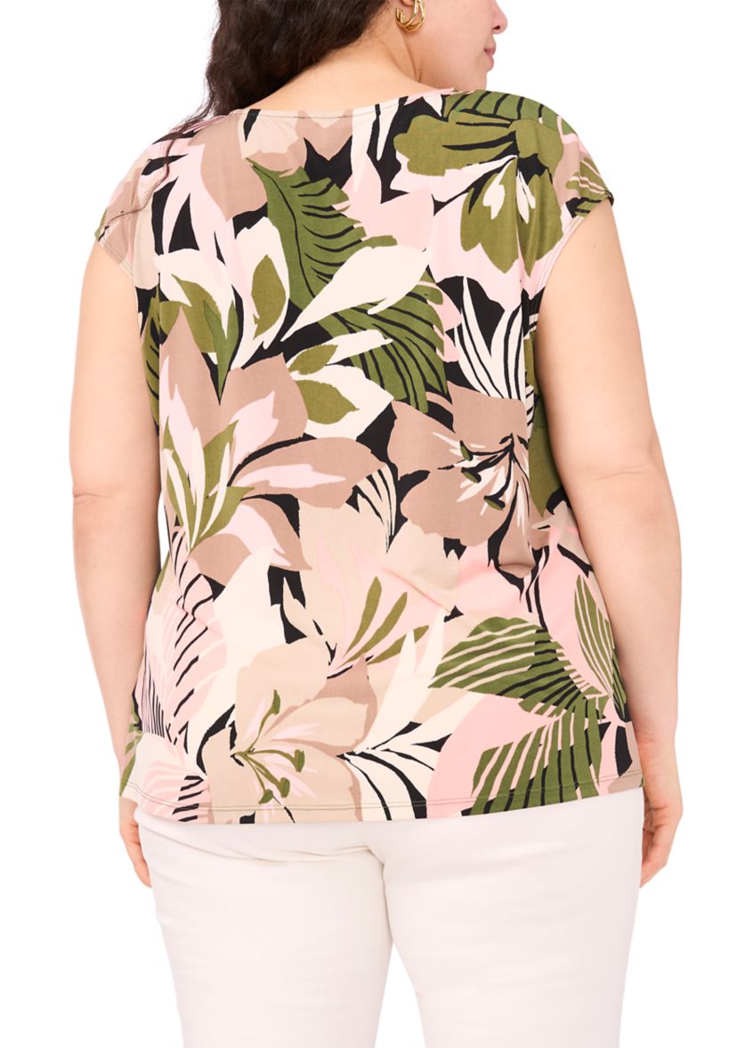 Plus Size Printed V-Neck Top