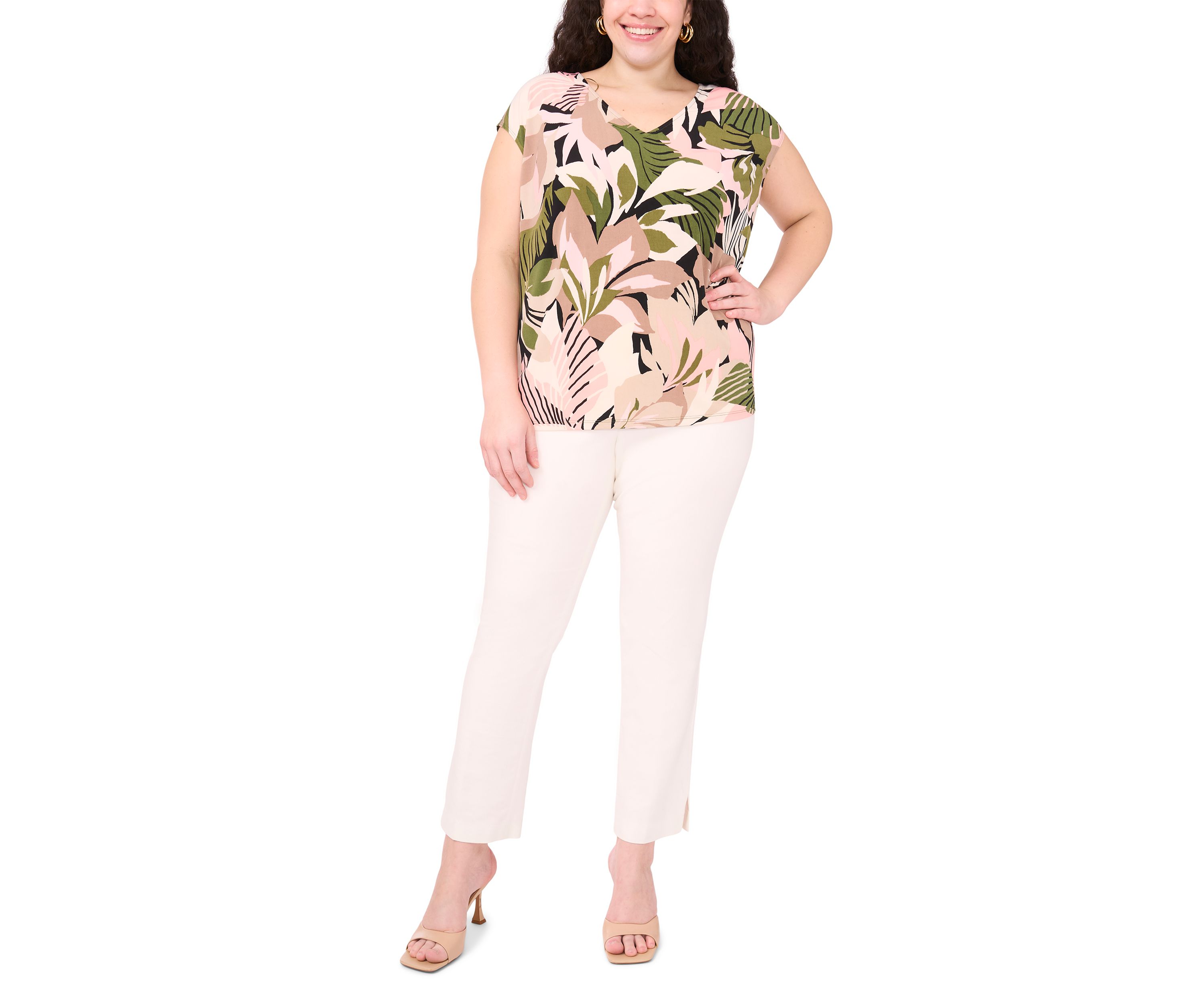 Plus Size Printed V-Neck Top
