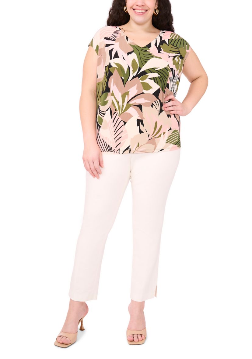 Plus Size Printed V-Neck Top