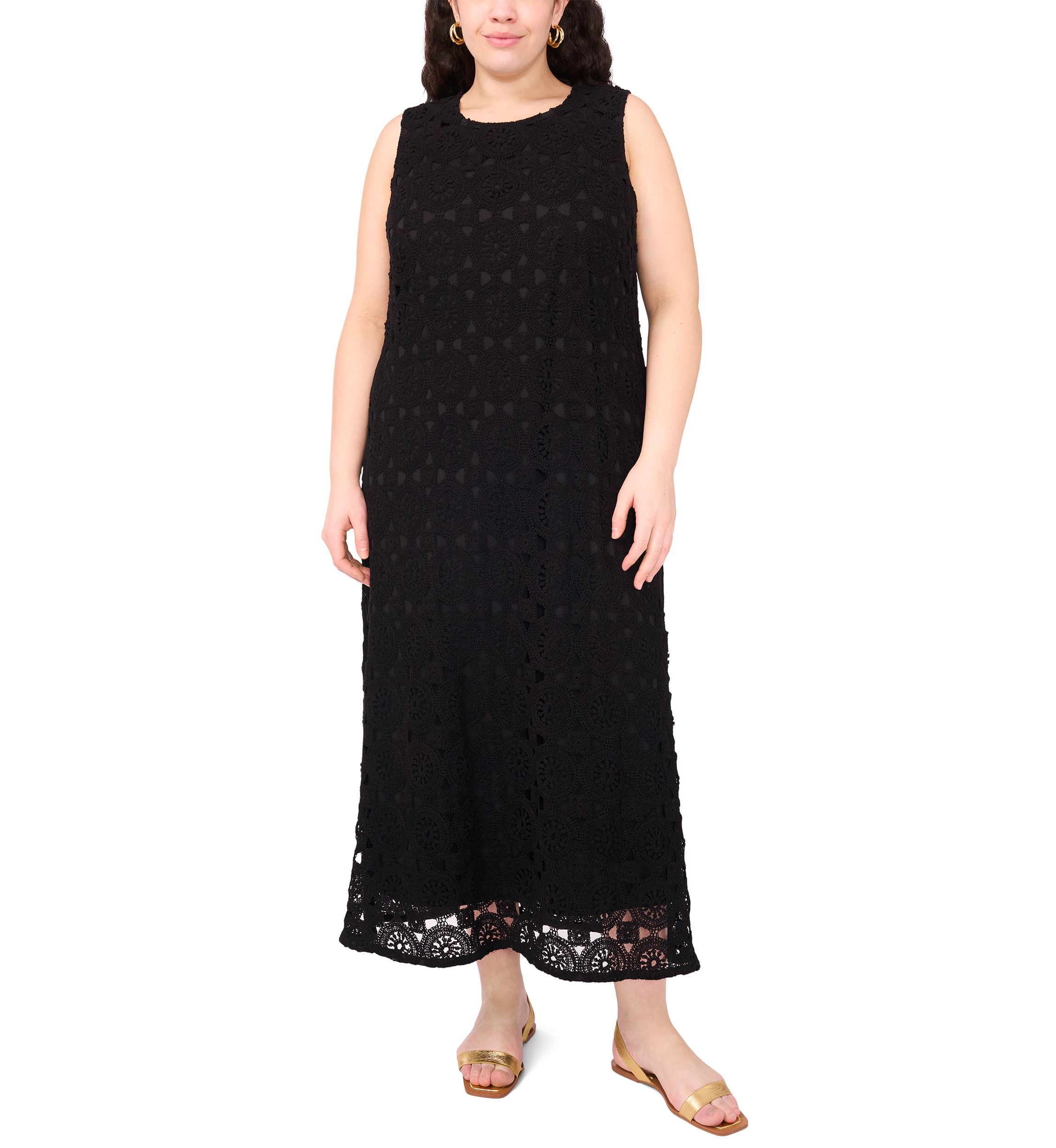 Plus Size Sleeveless Crochet Maxi Tank Dress