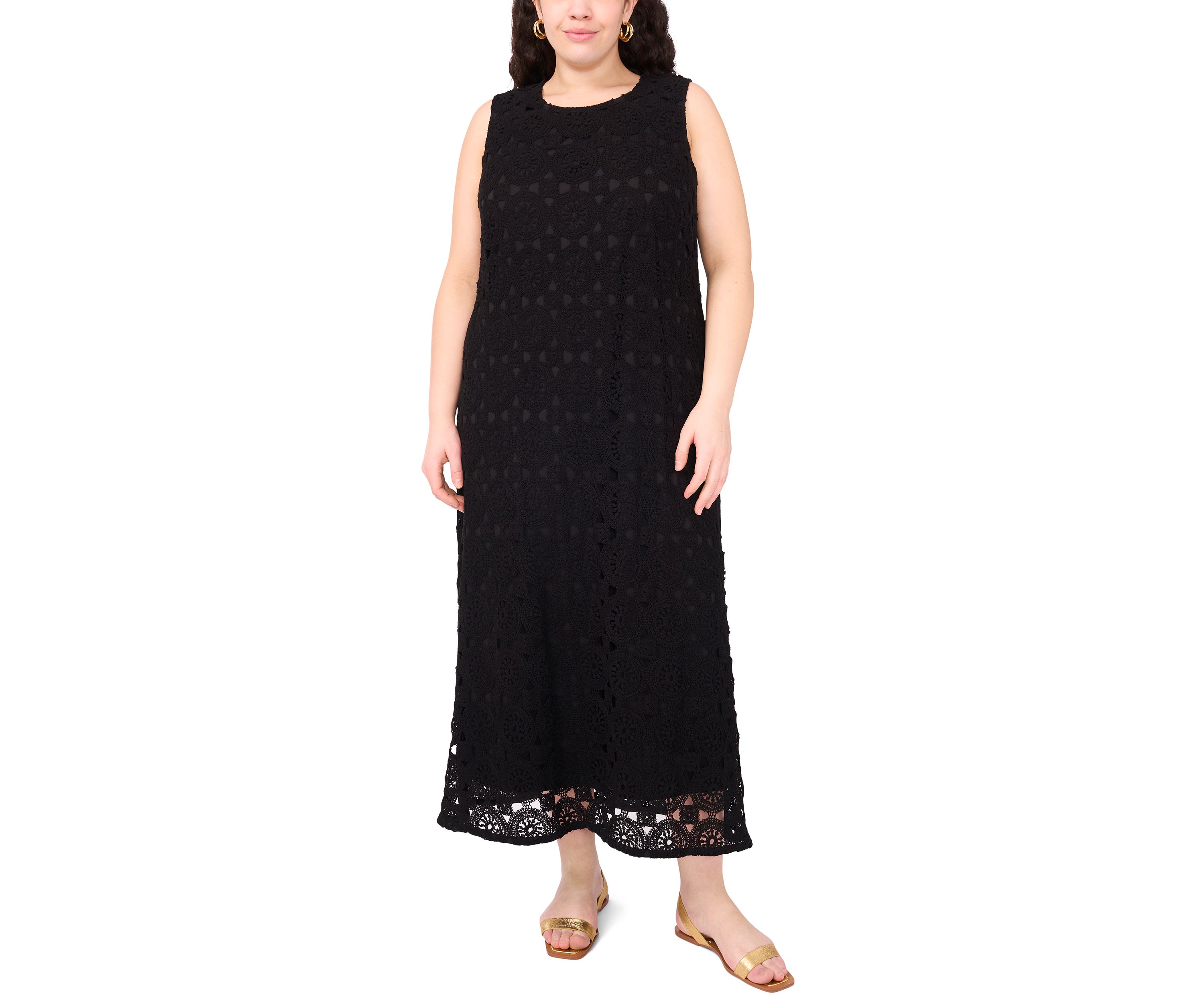 Plus Size Sleeveless Crochet Maxi Tank Dress